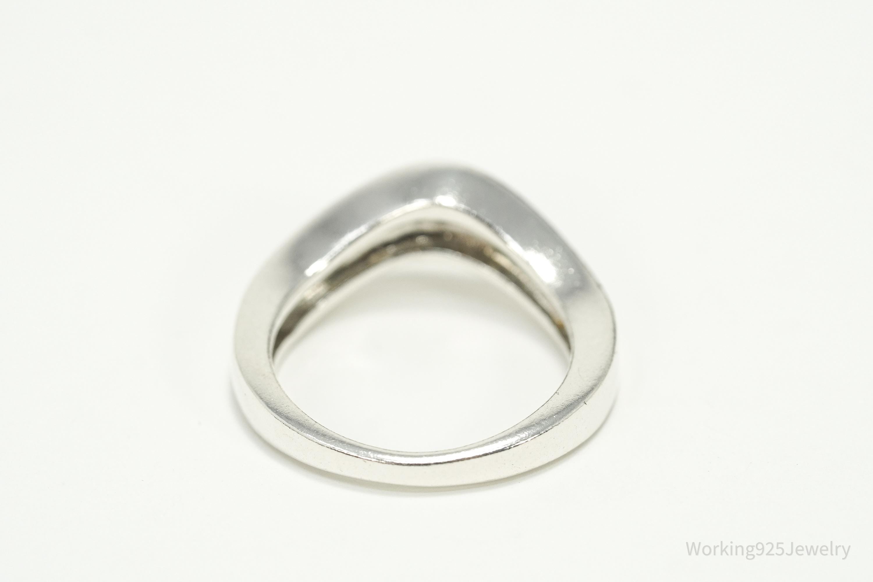 Vintage Purple Stone Inlay Sterling Silver Band Ring – Size 7