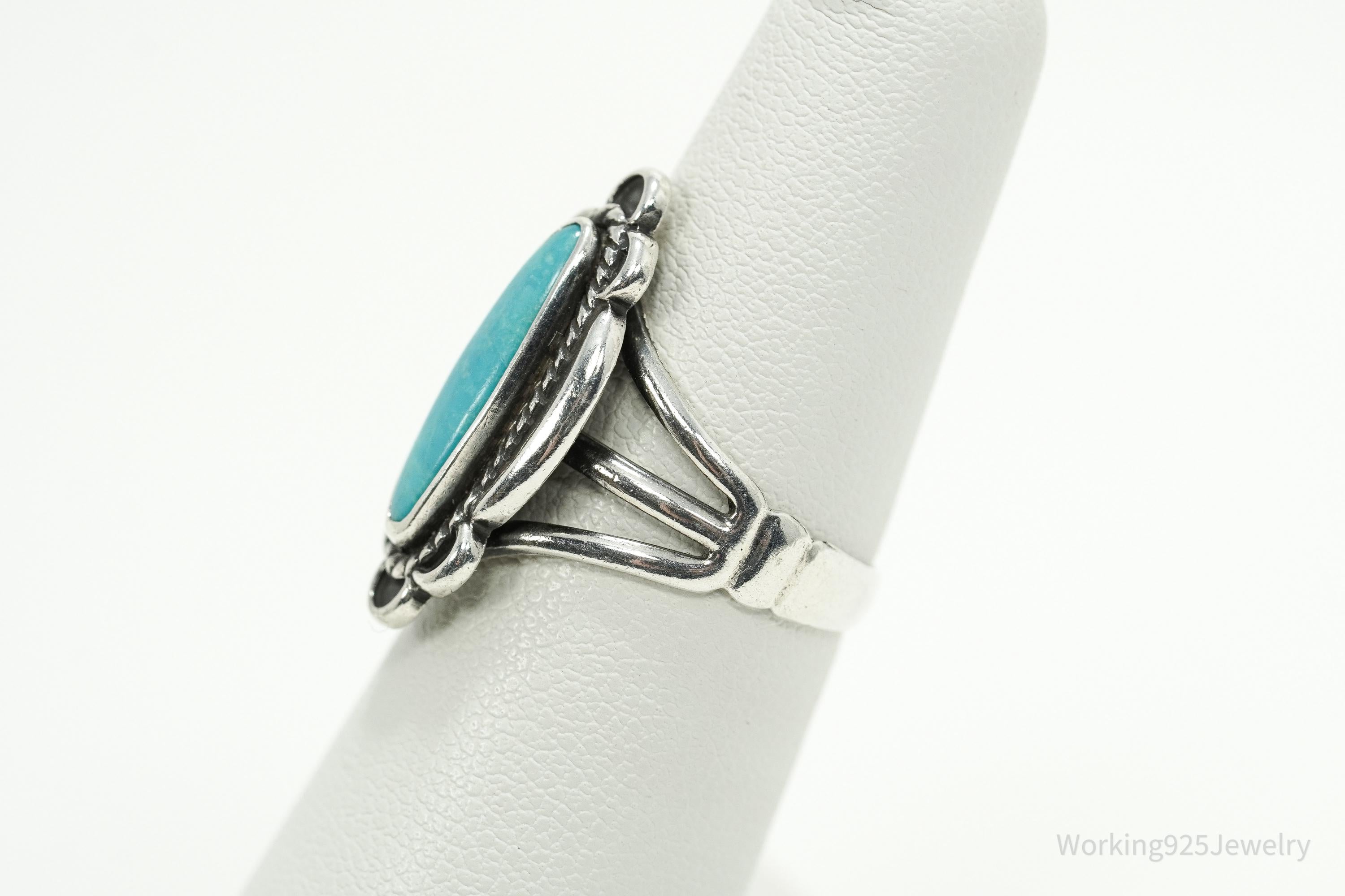 Vintage Native American Turquoise Sterling Silver Ring - Size 5.75