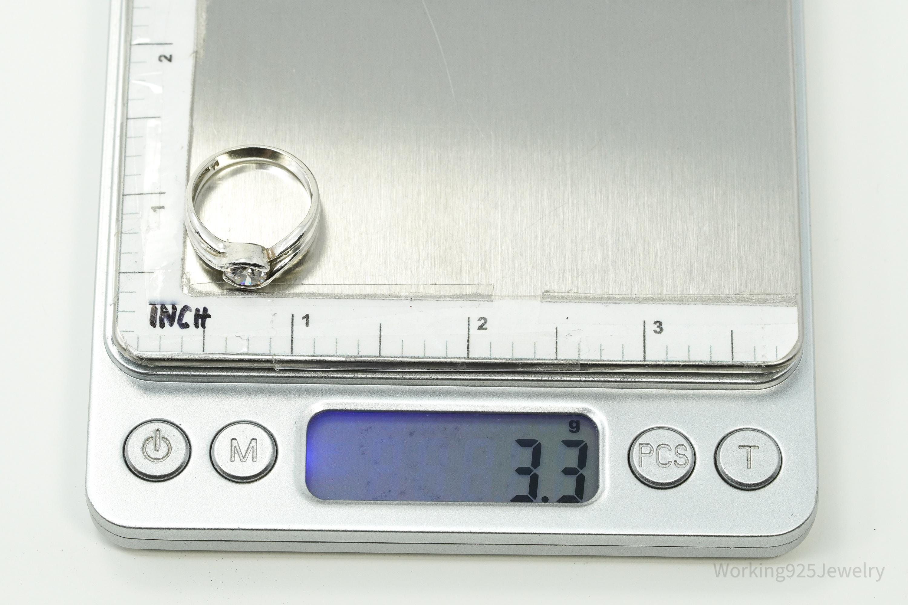 Vintage Cubic Zirconia Sterling Silver Ring - Size 7