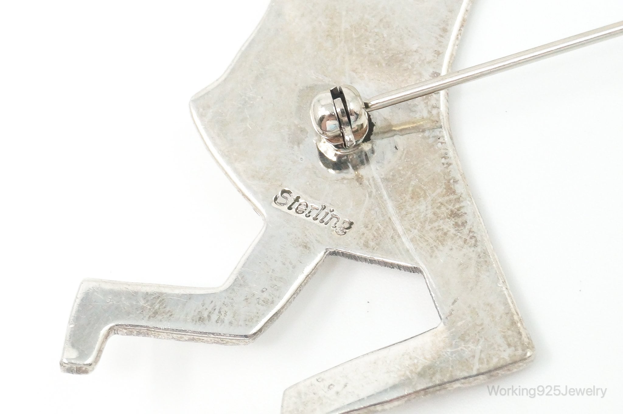 Large Vintage Native American Dancing Kokopelli Sterling Silver Brooch Pin