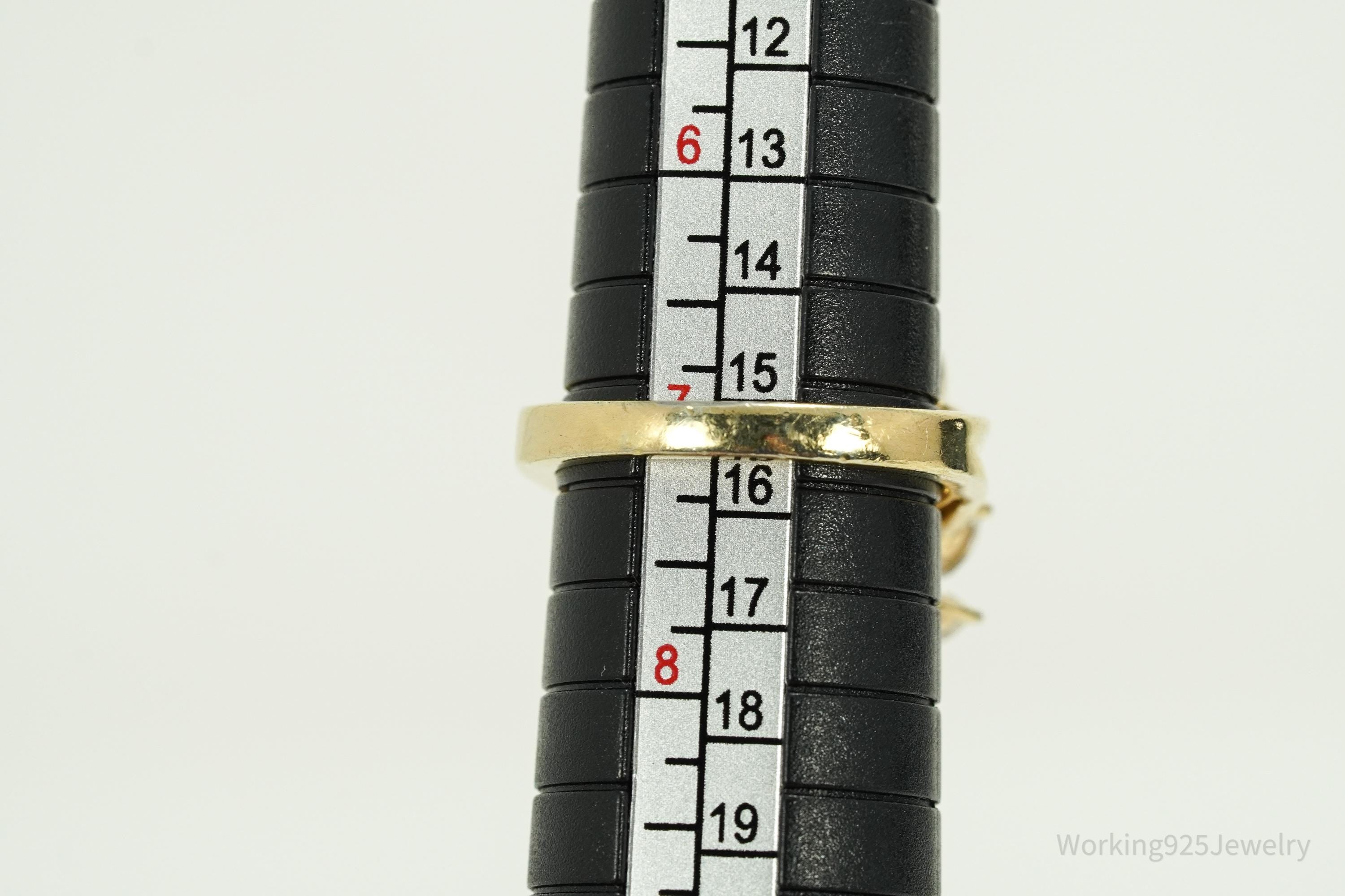 Vintage Pearl & White Sapphire Gold Over Sterling Silver Ring Size 7