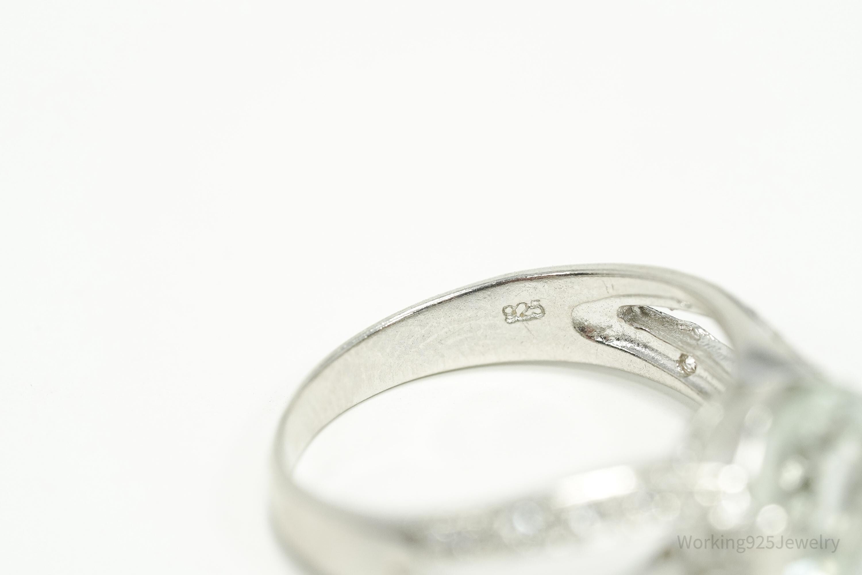Vintage RJC Prasiolite & Cubic Zirconia Sterling Silver Ring - Size 7.5