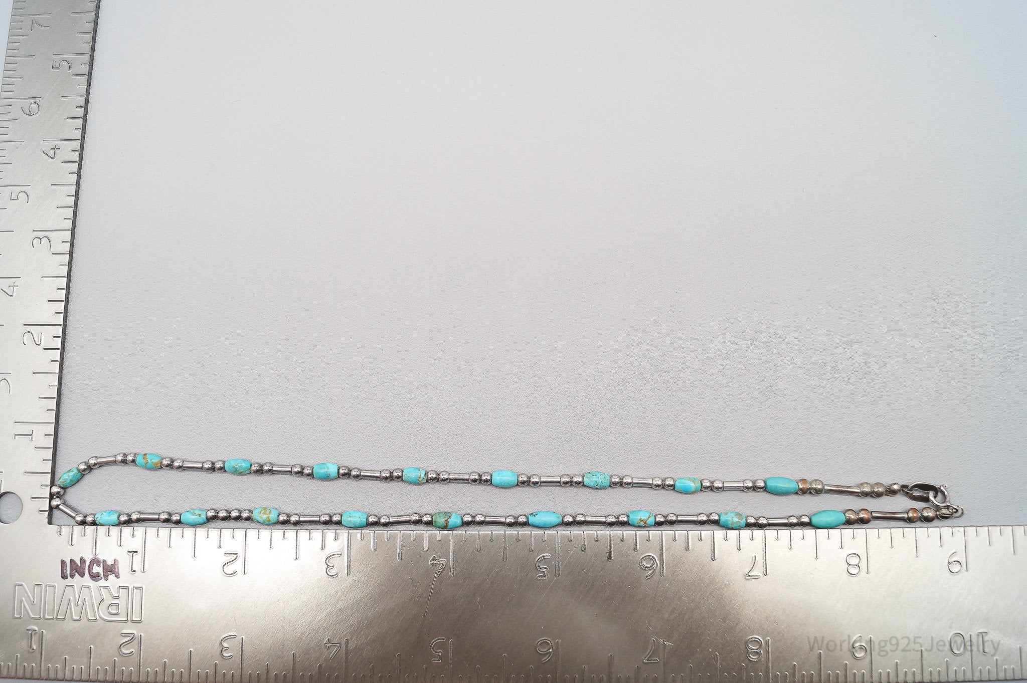 VTG Native QT Turquoise Bead Sterling Silver Plated Necklace