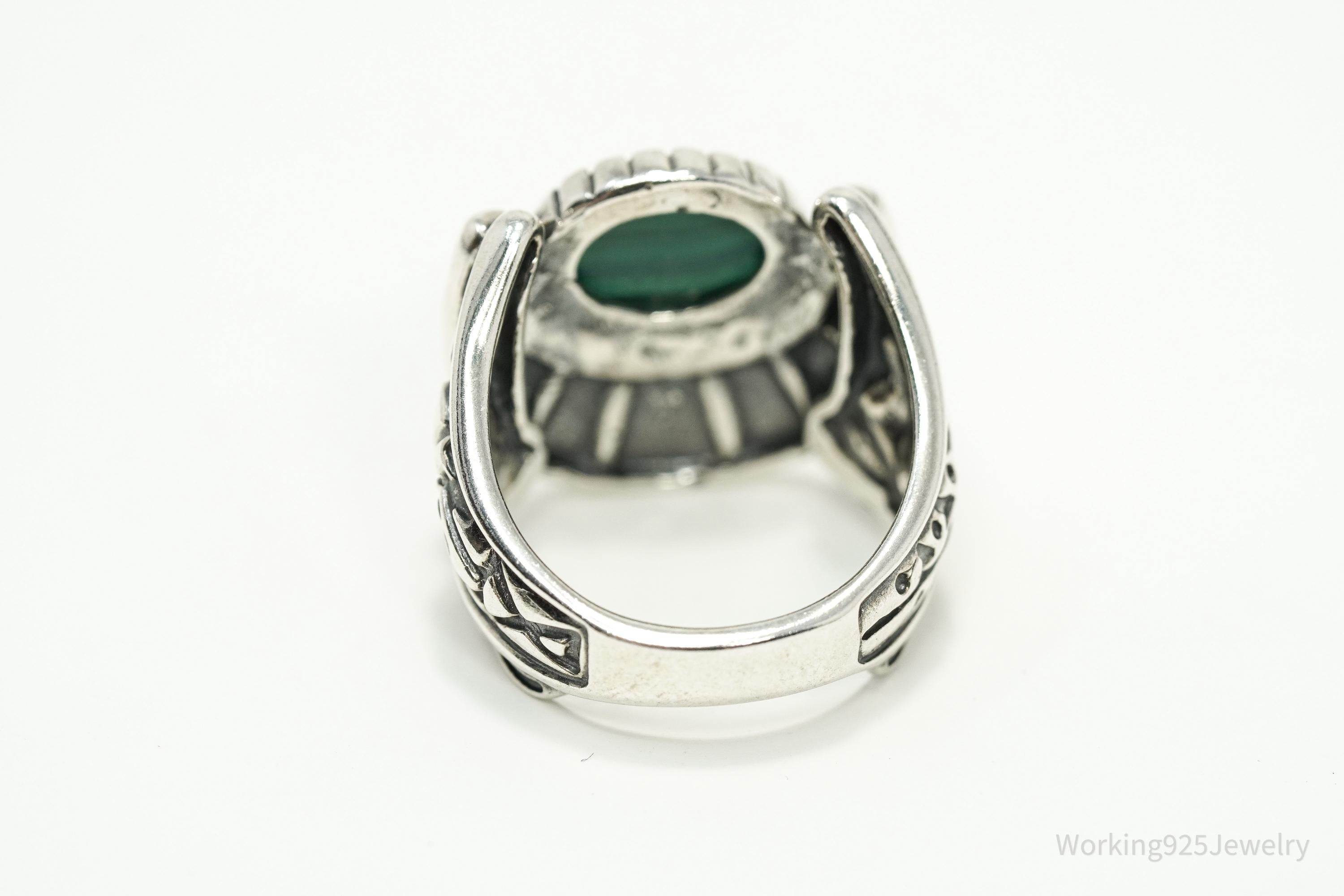 Vintage Carolyn Pollack Relios Fritz Malachite Sterling Silver Ring - Size 6.25