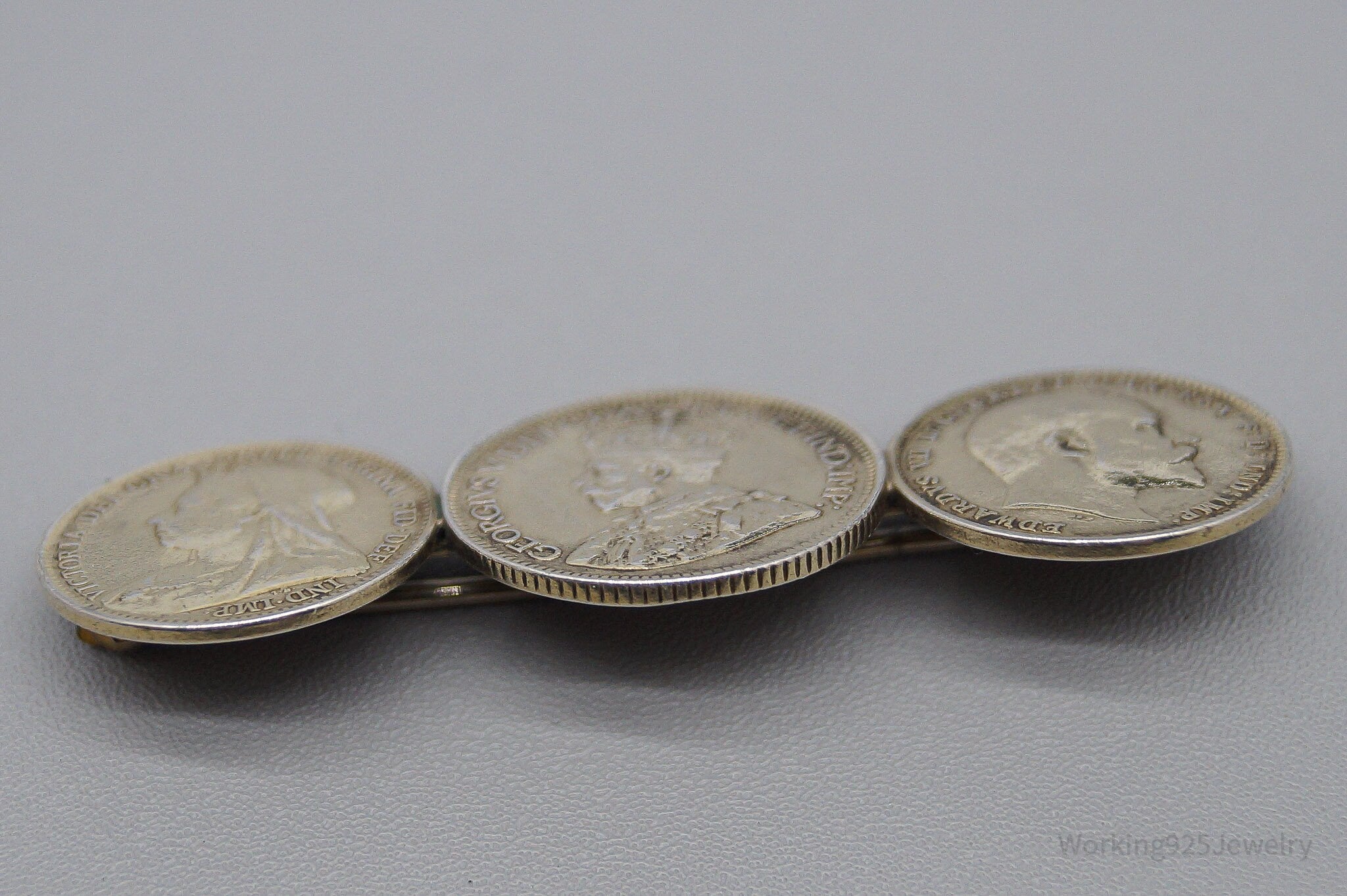 Antique Coins Silver Brooch Pin
