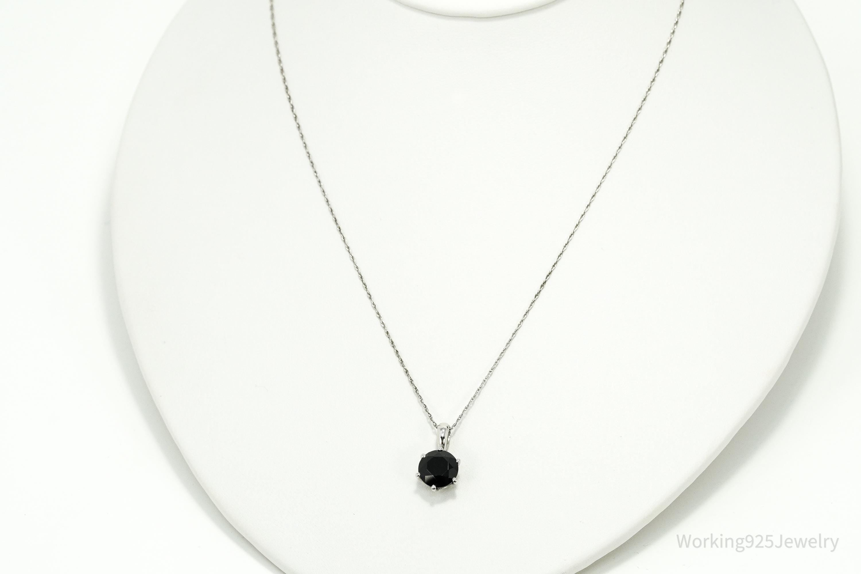BBJ Black Spinel Rhodium Over Sterling Silver Necklace 17"
