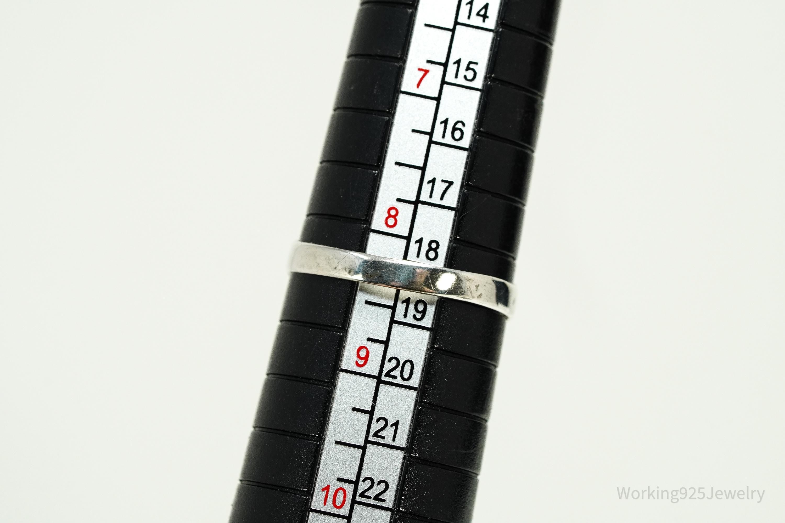 Antique Nephrite Jade Sterling Silver Ring - Size 8.25