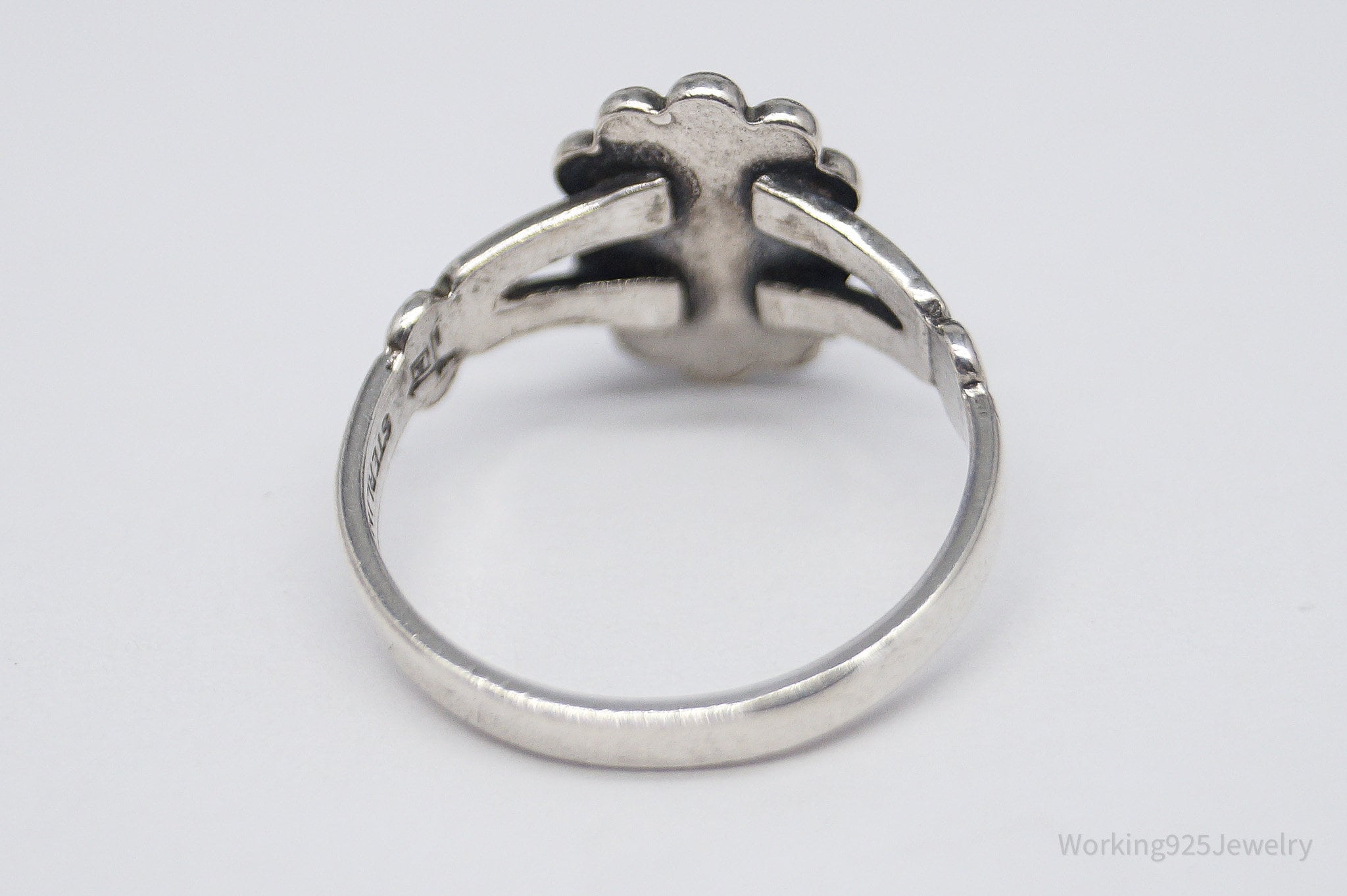 Vintage Native Bell Trading Post Turquoise Sterling Silver Ring - Size 5