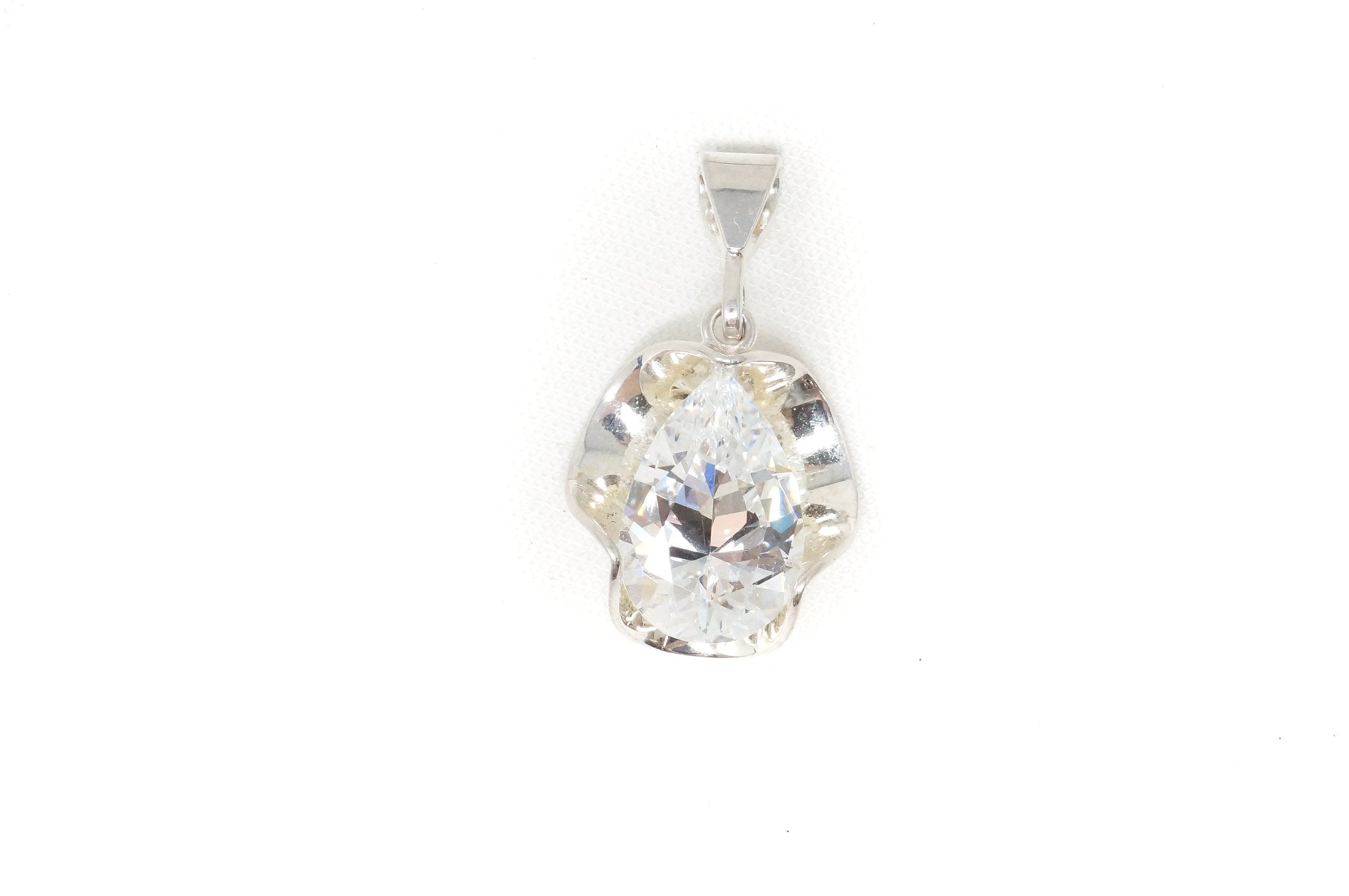 Vintage Southwestern Style Large Cubic Zirconia Stone Sterling Silver Pendant