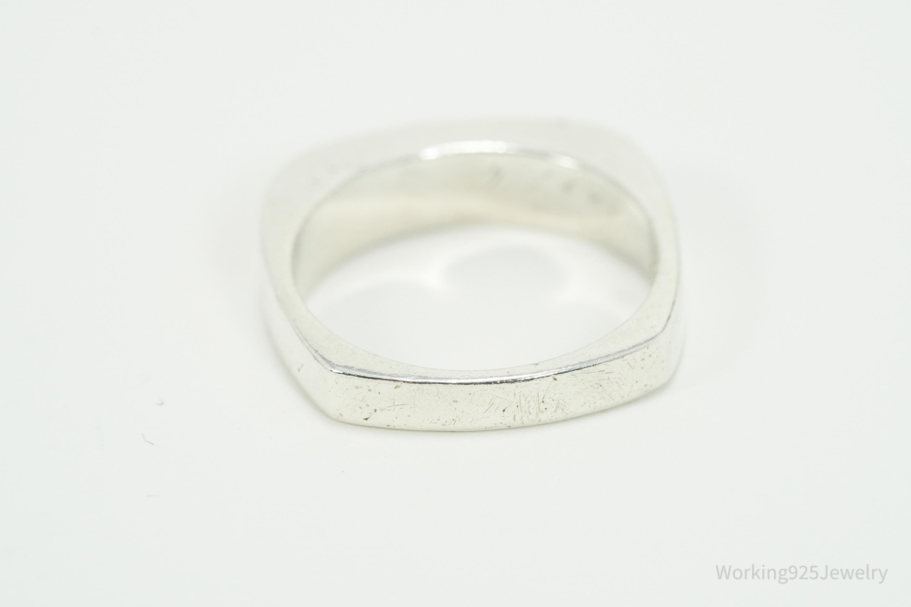 Vintage Rainbow Enamel Inlay Sterling Silver Ring Size 6