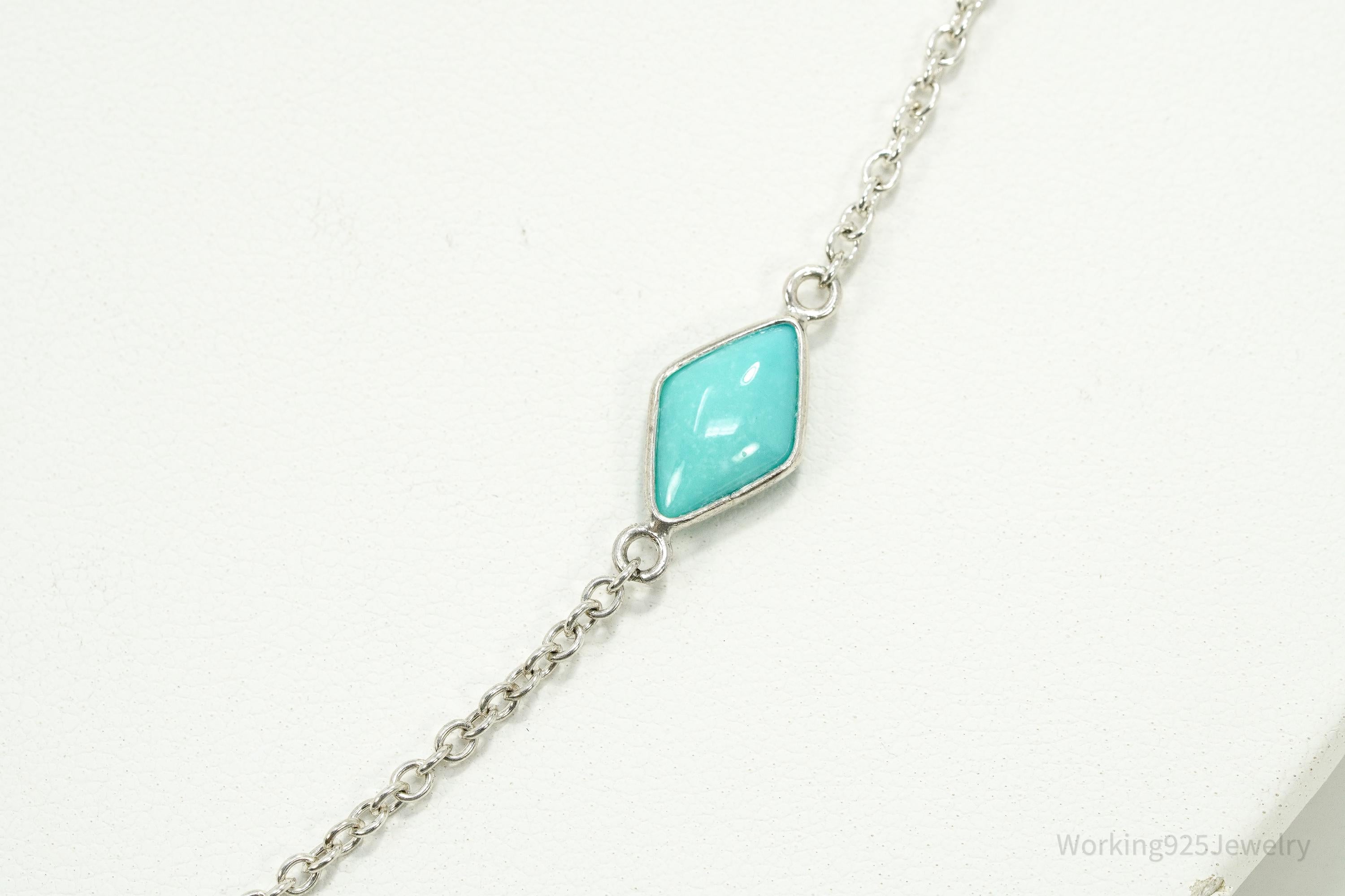 Vintage Jay King Desert Rose Trading Turquoise Sterling Silver Necklace 26"