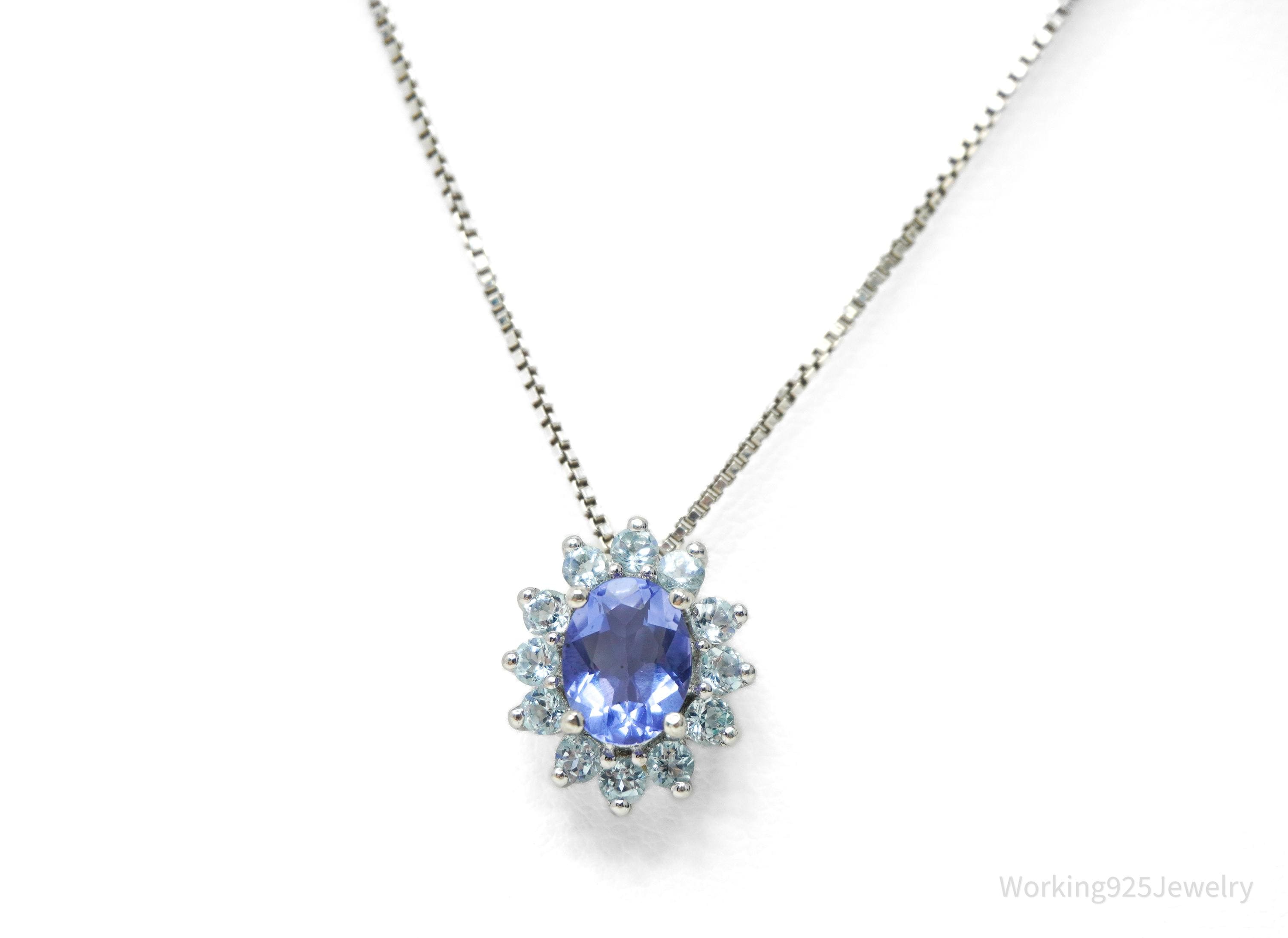 JTV's TGGC Created Tanzanite & Blue Topaz Sterling Silver Necklace 18"