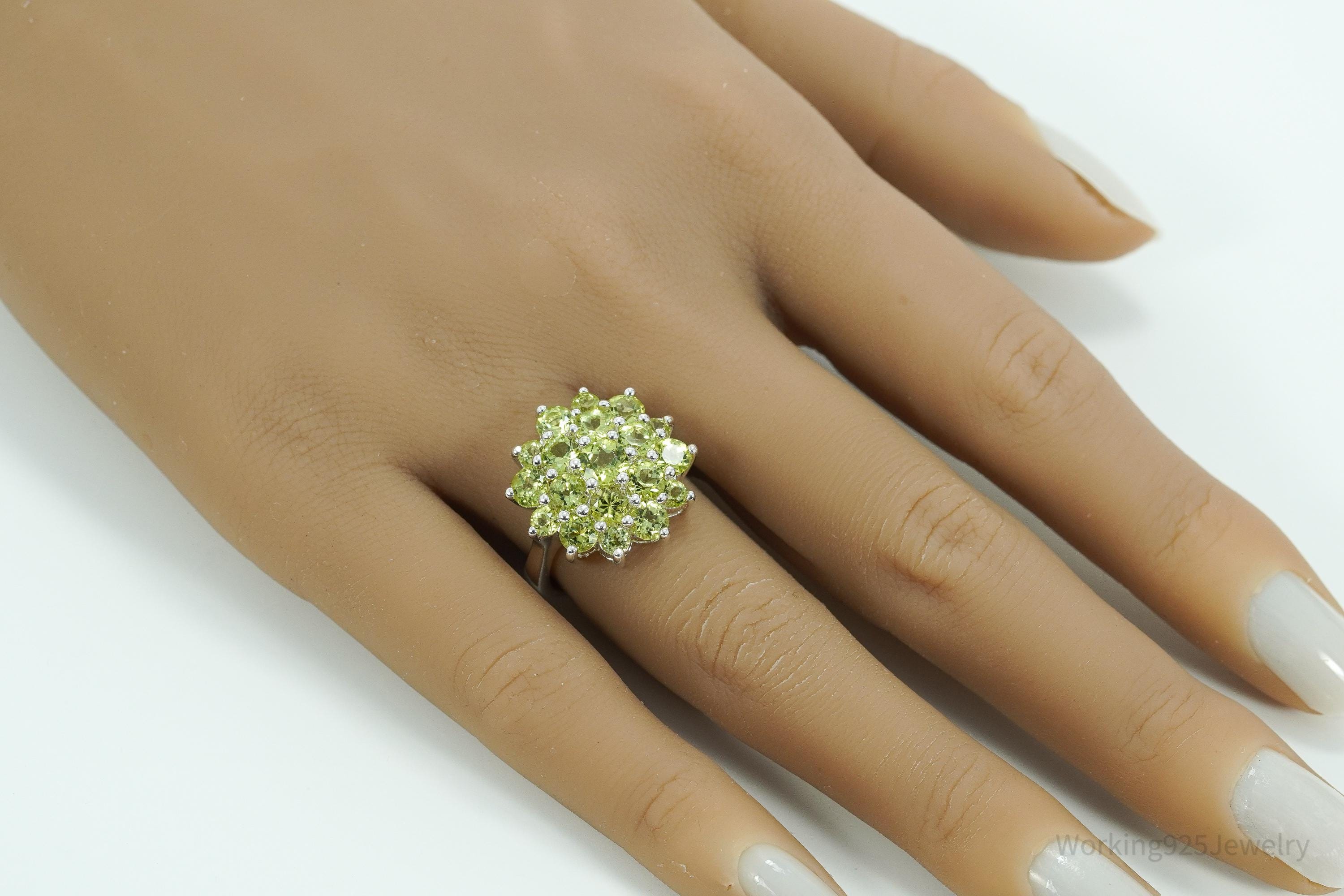 Vintage Green Peridot Sterling Silver Ring - Size 7