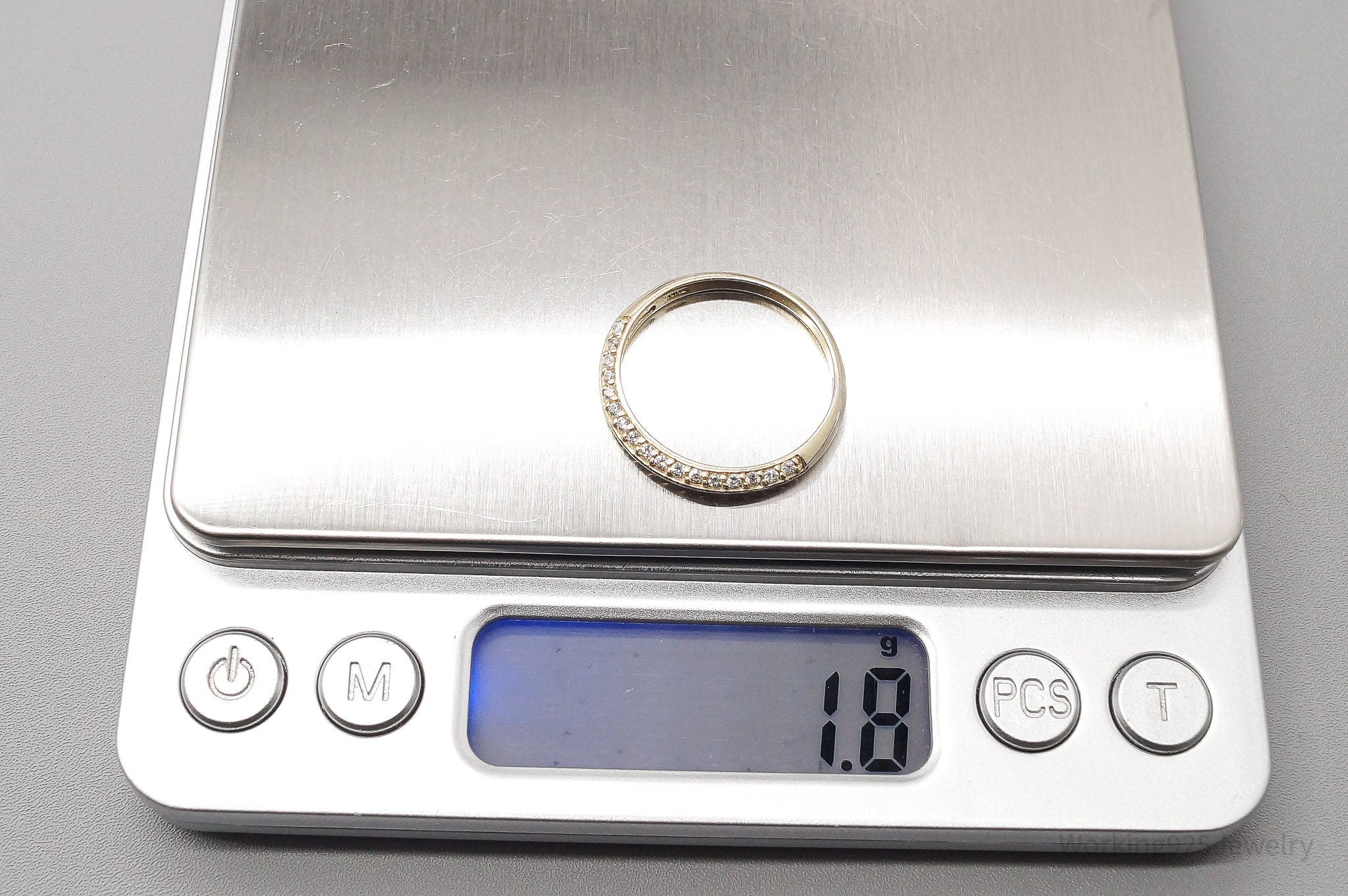 Vintage Cubic Zirconia Gold Vermeil Sterling Silver Band Ring - Size 10