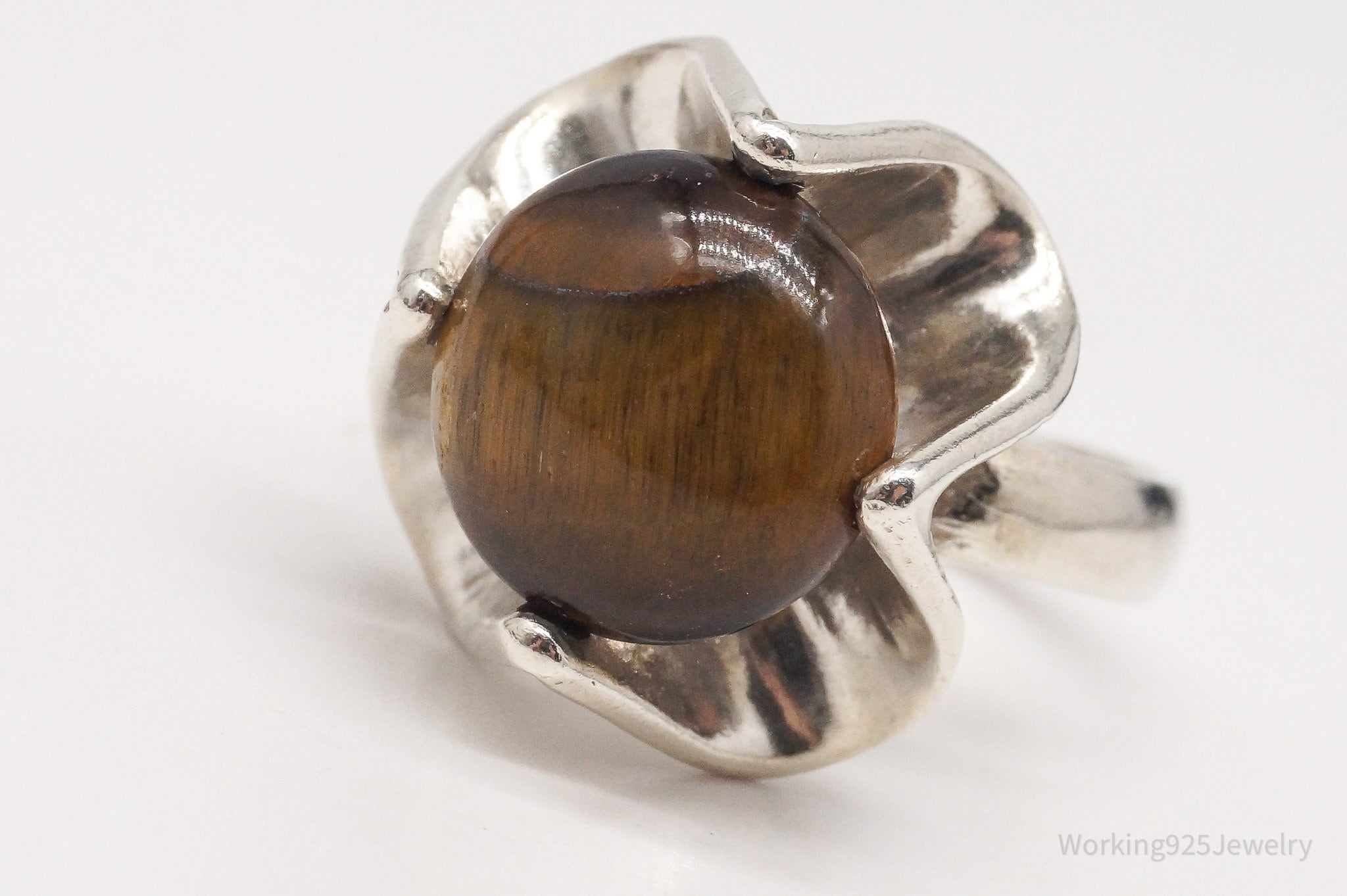 Vintage Mexico Tigers Eye Sterling Silver Ring - Size 6.75