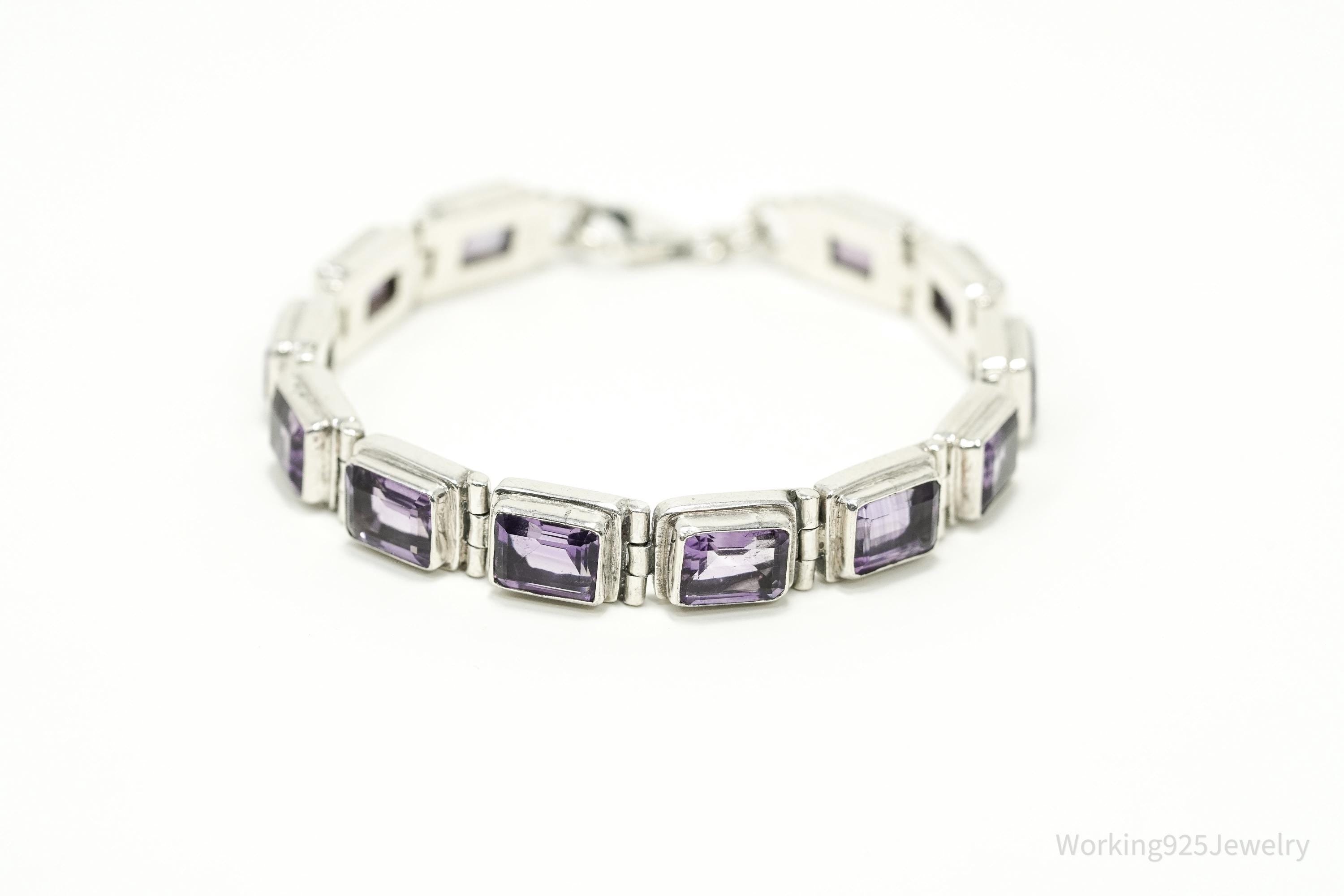 Vintage Purple Amethyst Sterling Silver Bracelet - 7 3/8"