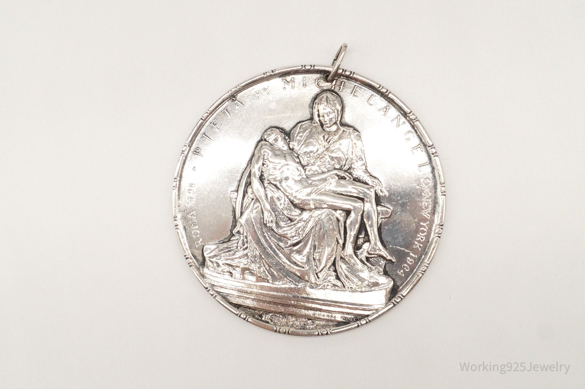 Vintage Towle New York 1964 Pieta Michelangelo Sterling Silver Ornament Pendant