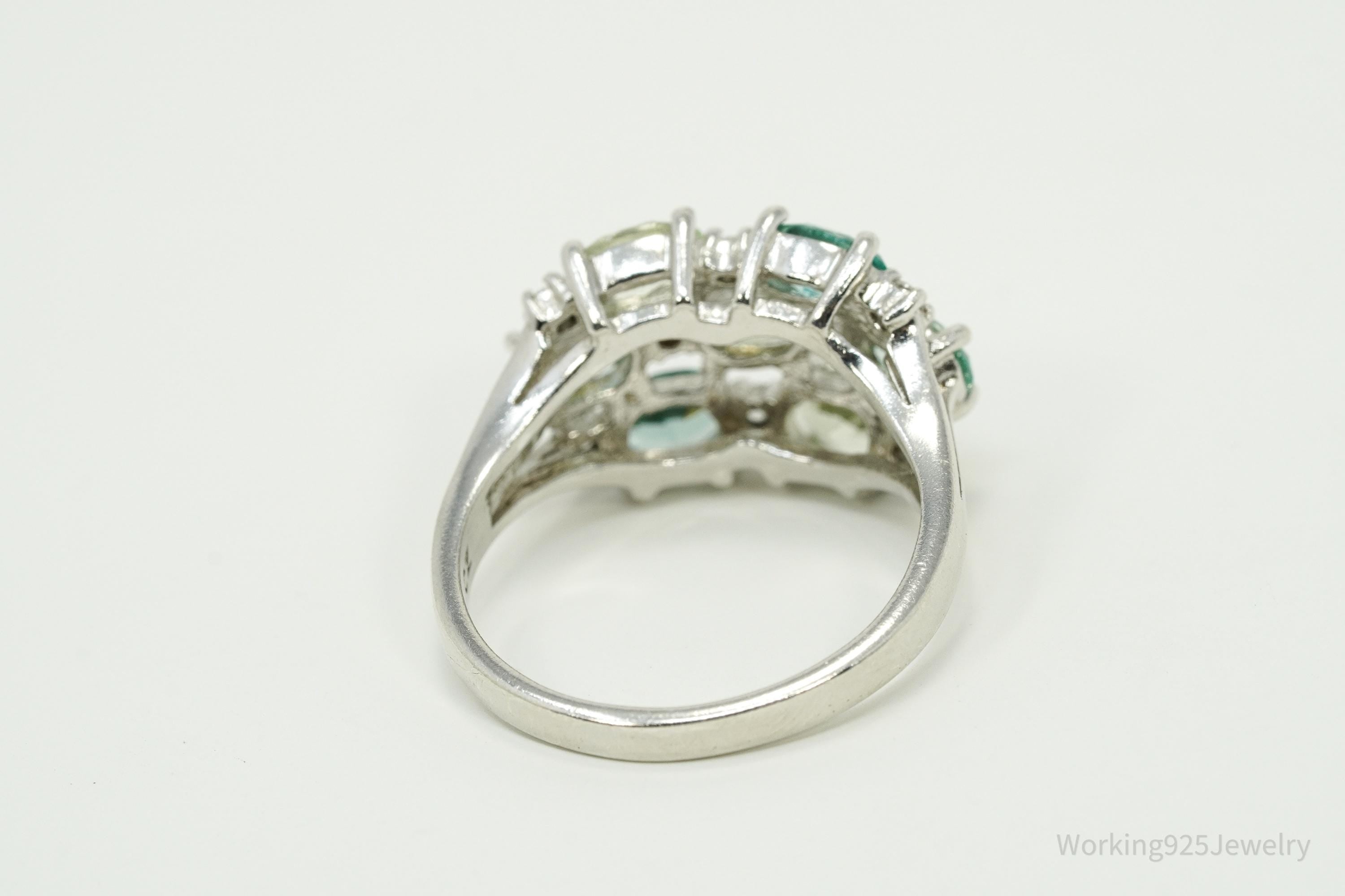 Vintage JOSEPH ESPOSITO ESPO Multi Gemstone Sterling Silver Ring - Size 9