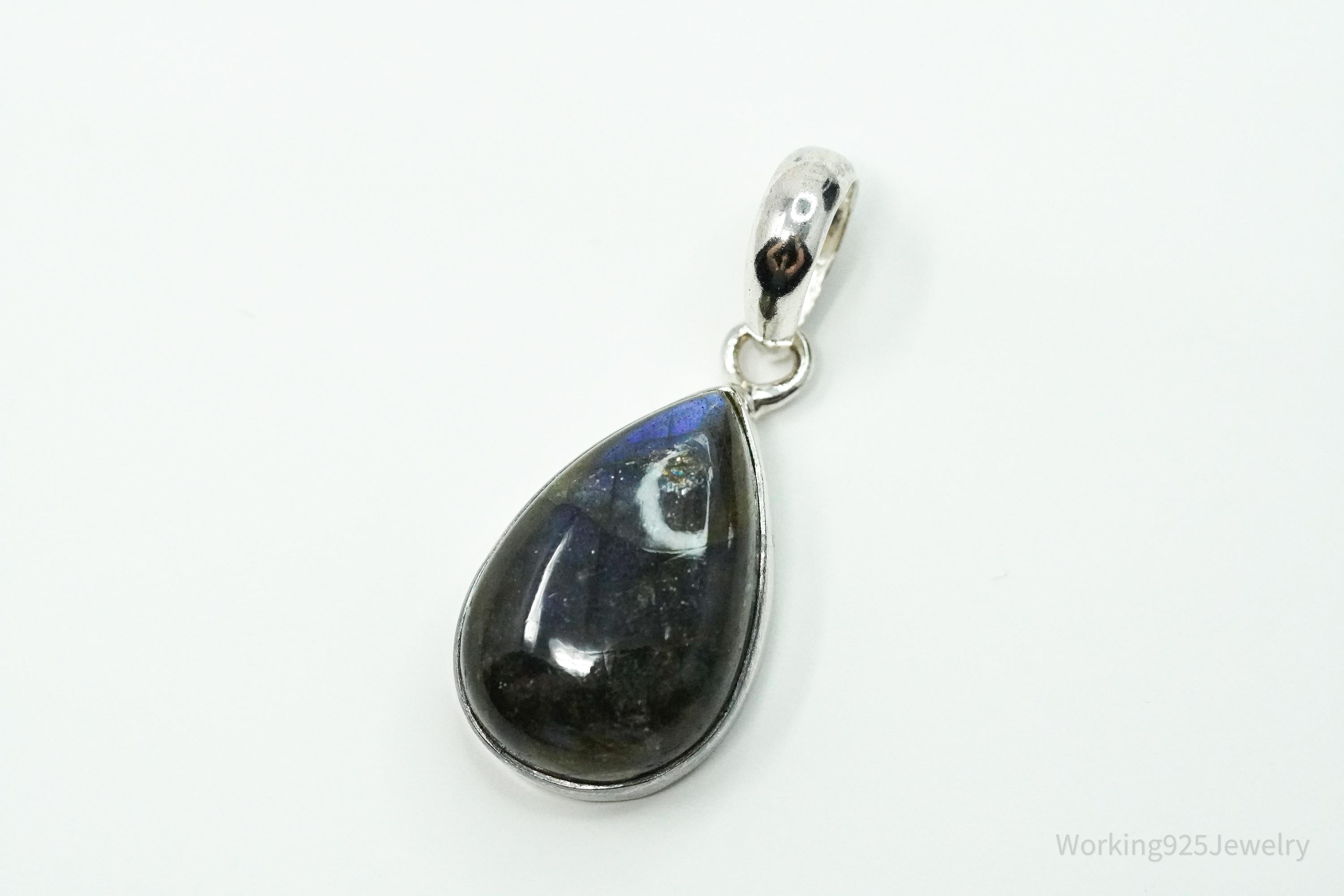 Vintage Labradorite Sterling Silver Necklace Pendant
