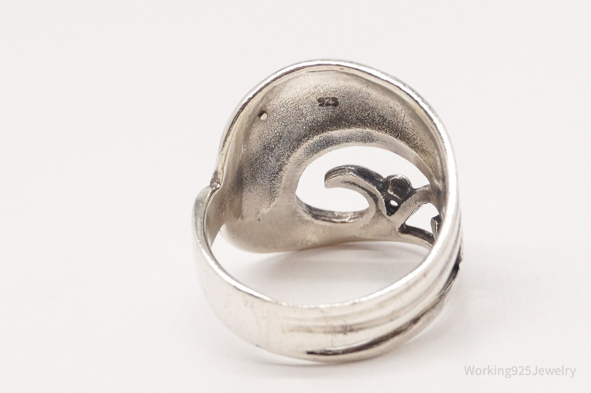 Vintage Wave Swirls Sterling Silver Ring - Size 8.75