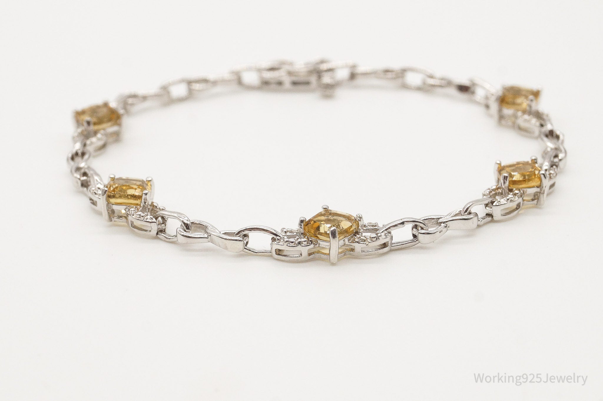 Vintage Citrine Sterling Silver Bracelet