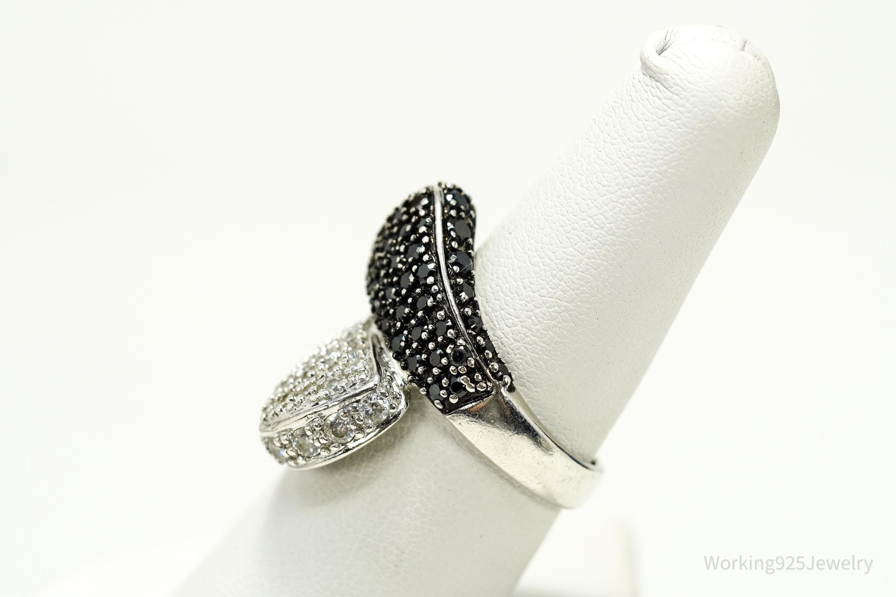 VTG Ross Simons Cubic Zirconia Black Spinel Sterling Silver Ring Size 7.75