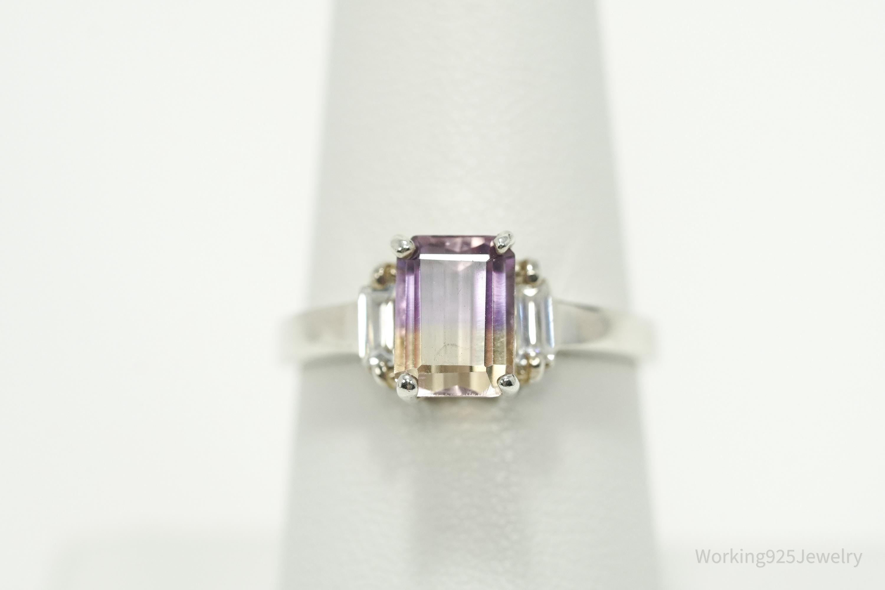 Vintage Ametrine & Cubic Zirconia Sterling Silver Ring - Size 7.25