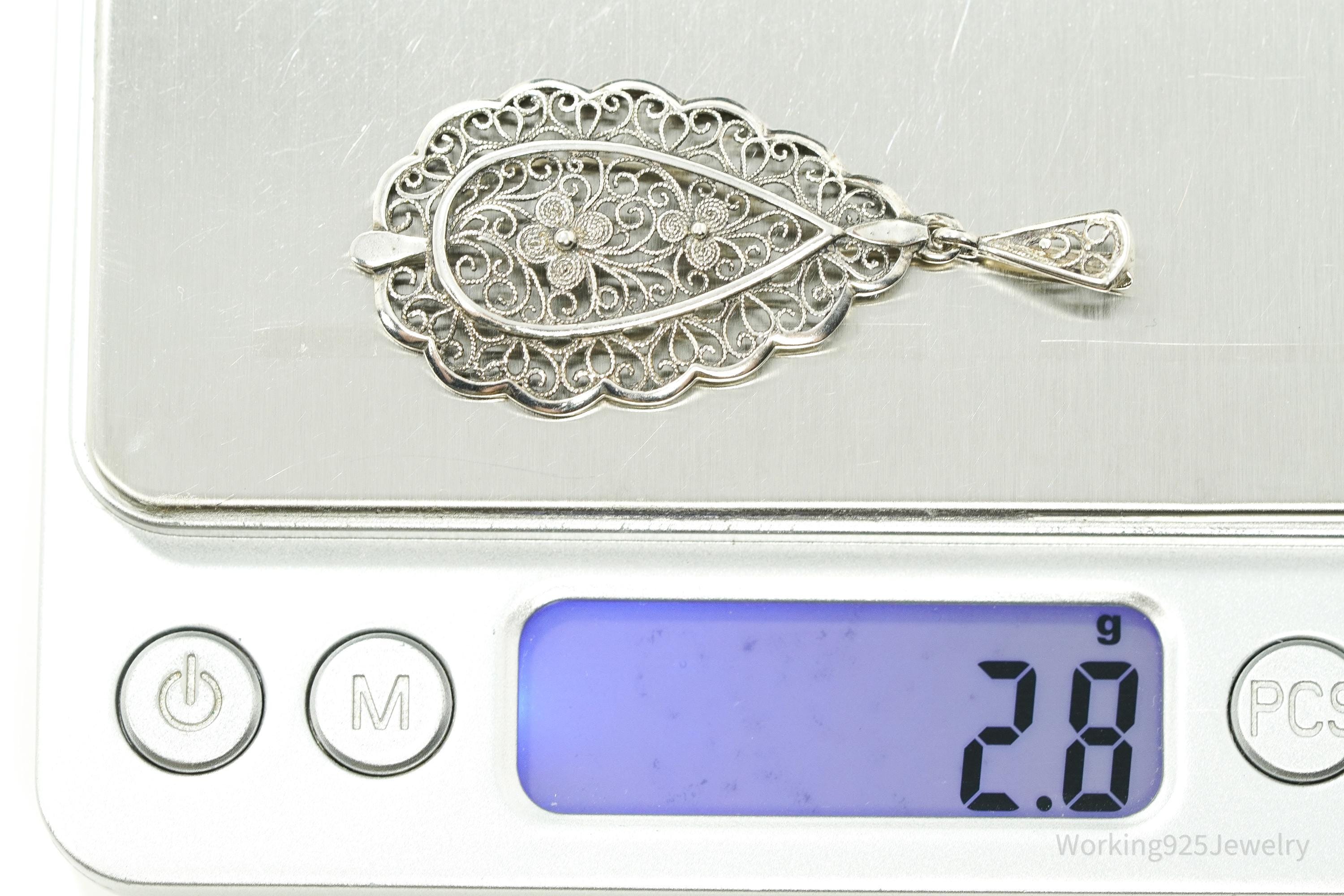 Vintage Scandinavian Ornate 835S Silver Pendant