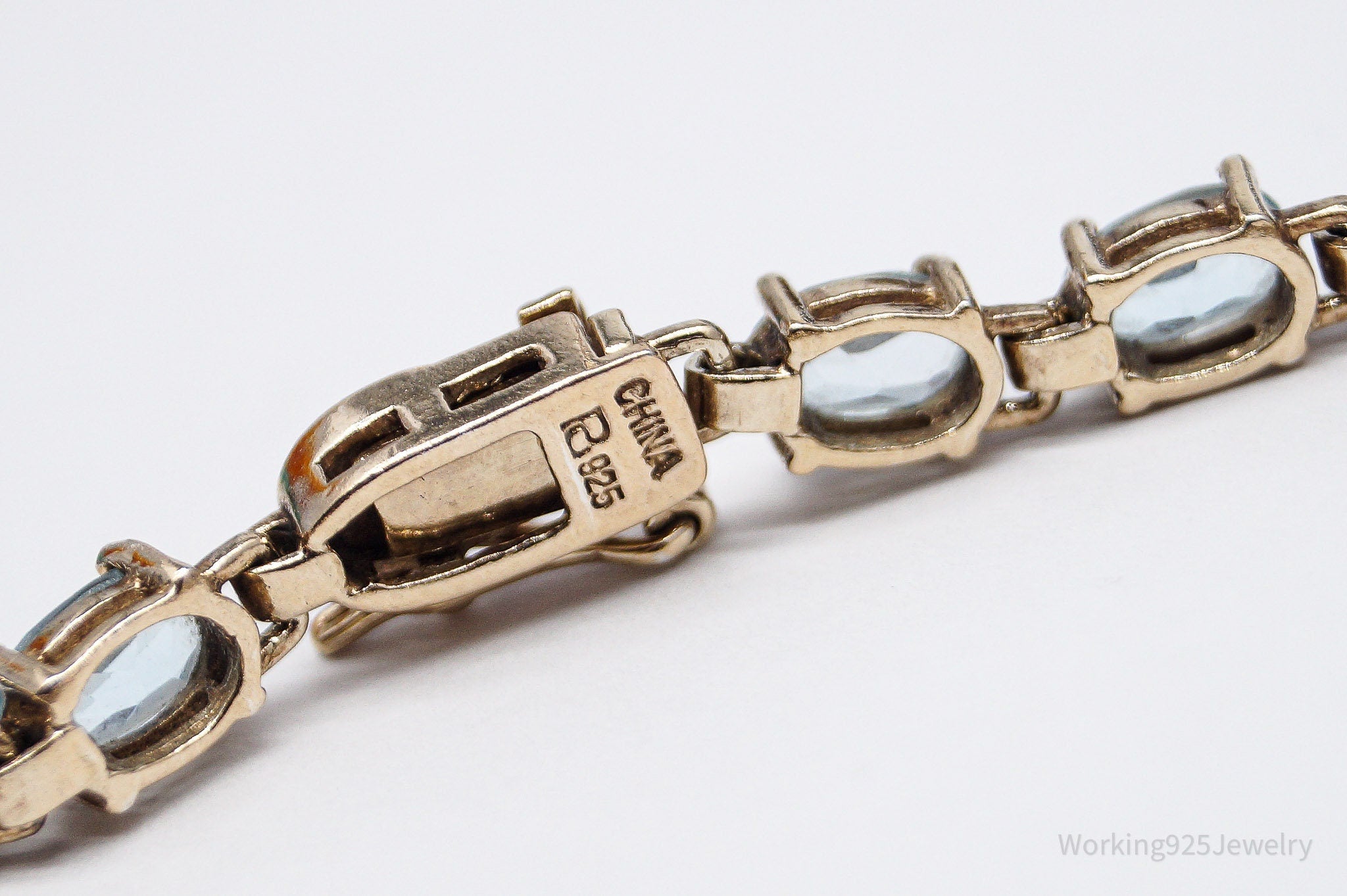 Vintage Ross Simons Blue Topaz 18K Gold Over Sterling Silver Bracelet