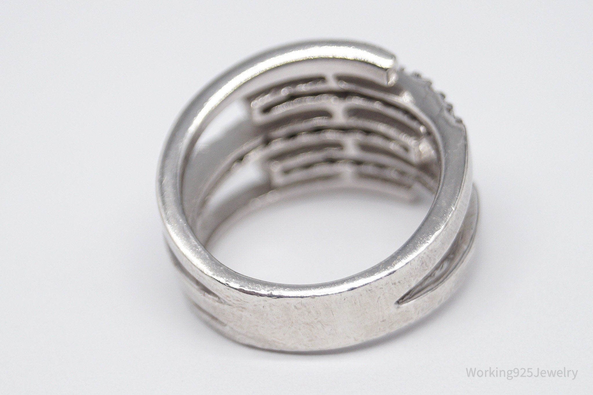 Vintage Cubic Zirconia Sterling Silver Ring - Size 5.75