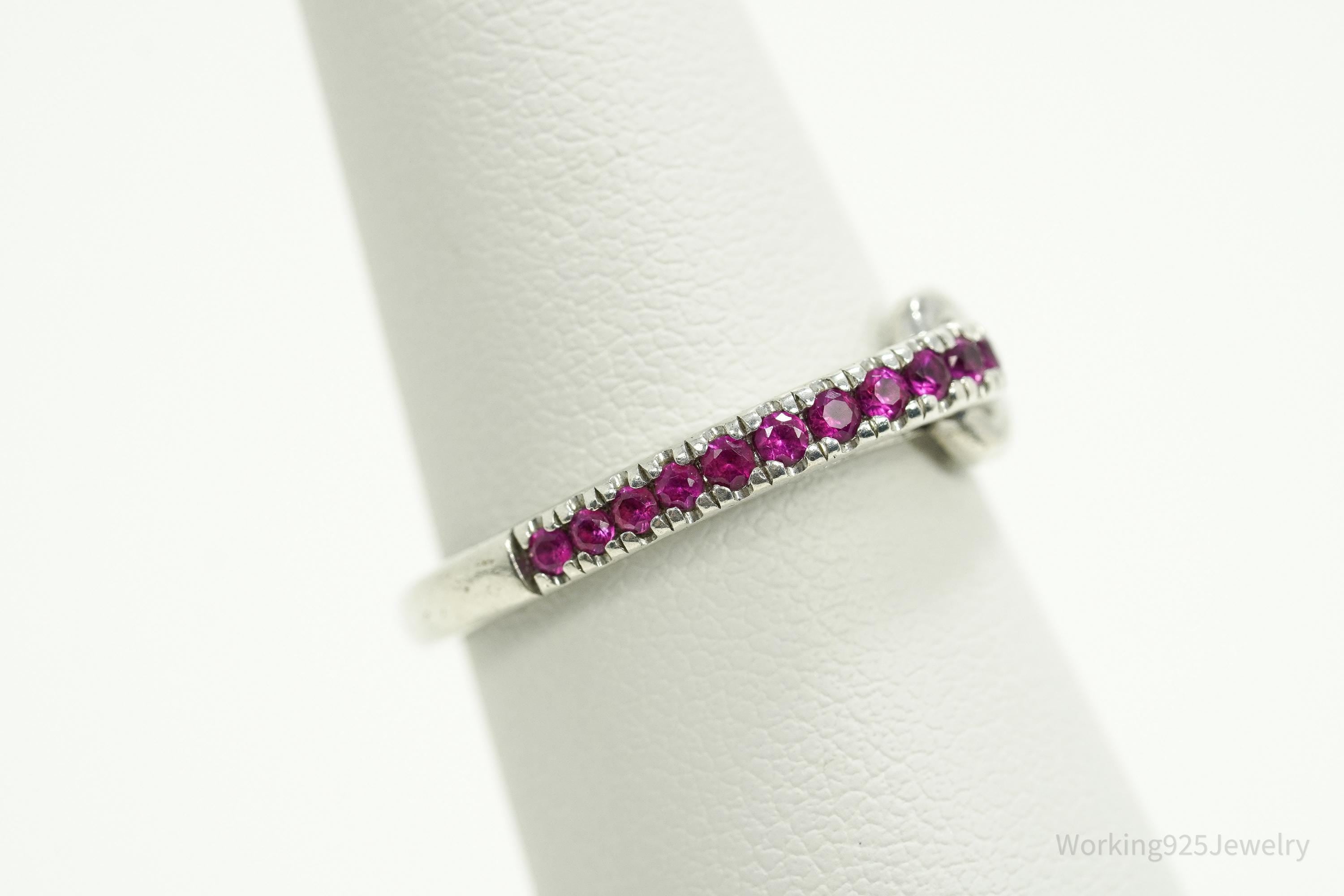 Vintage Ruby Sterling Silver Ring - Size 7