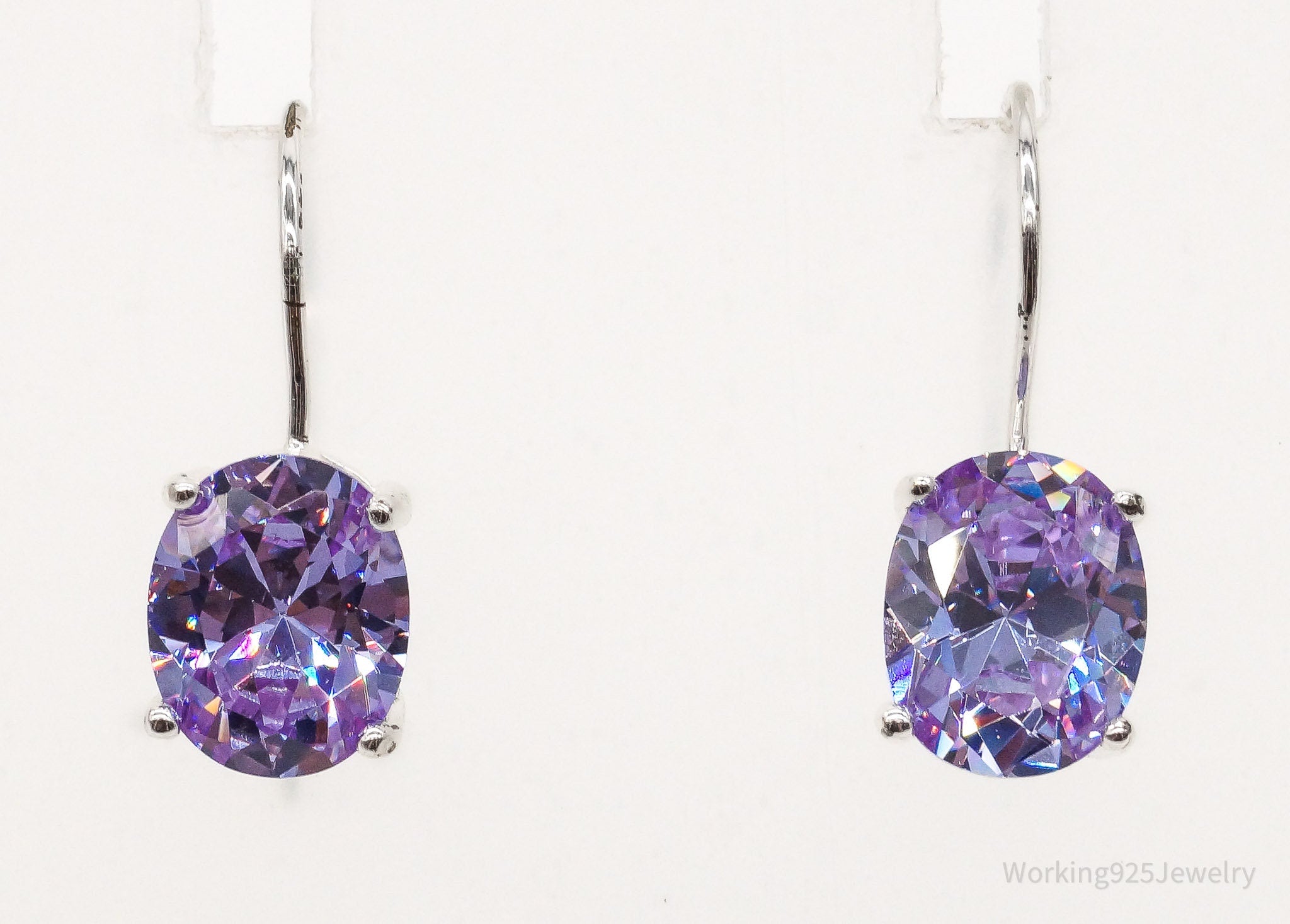 Vintage Purple Cubic Zirconia Sterling Silver Earrings