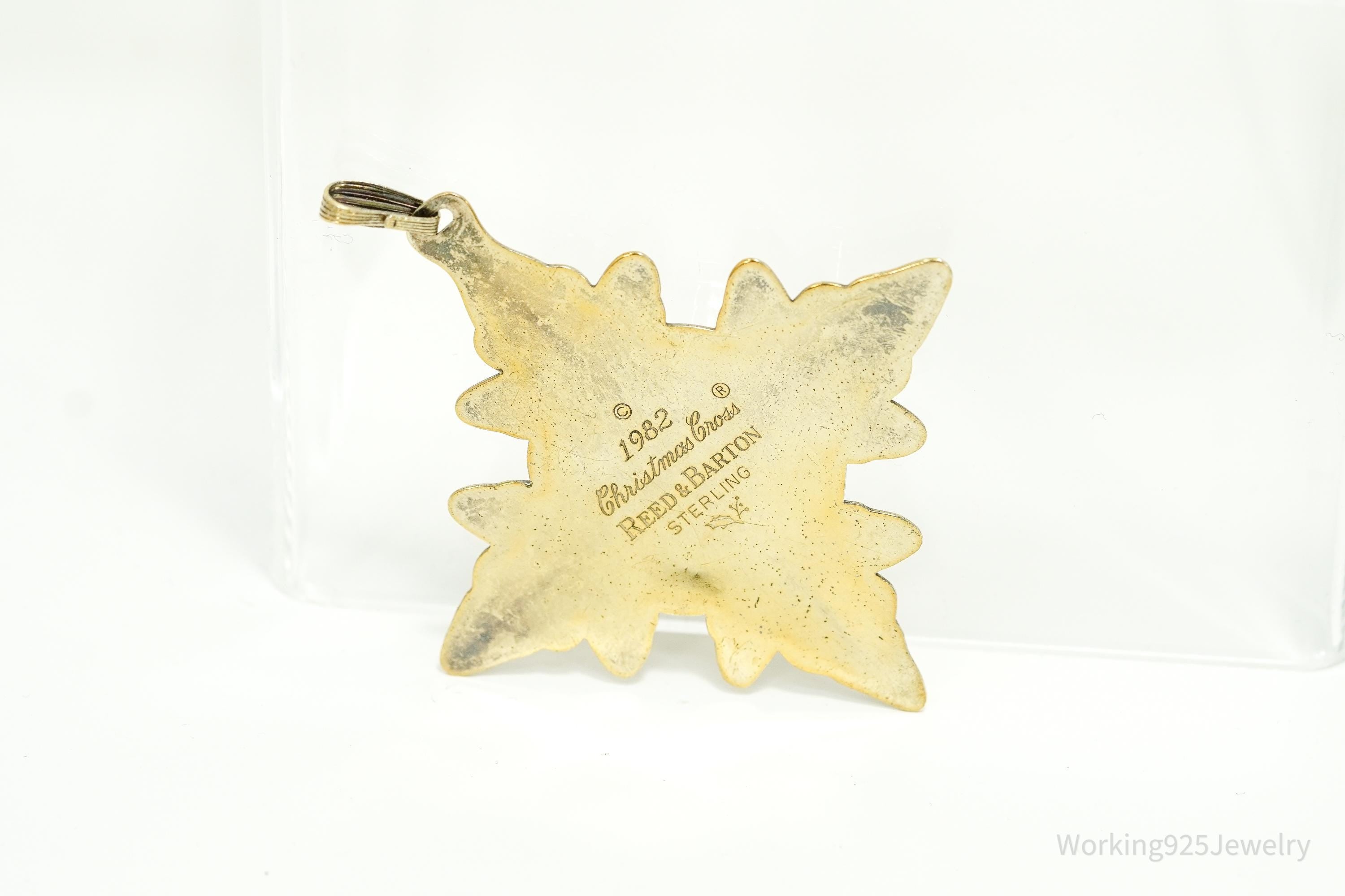 Vintage Large 1982 Reed & Barton Christmas Cross Sterling Silver Tree Ornament