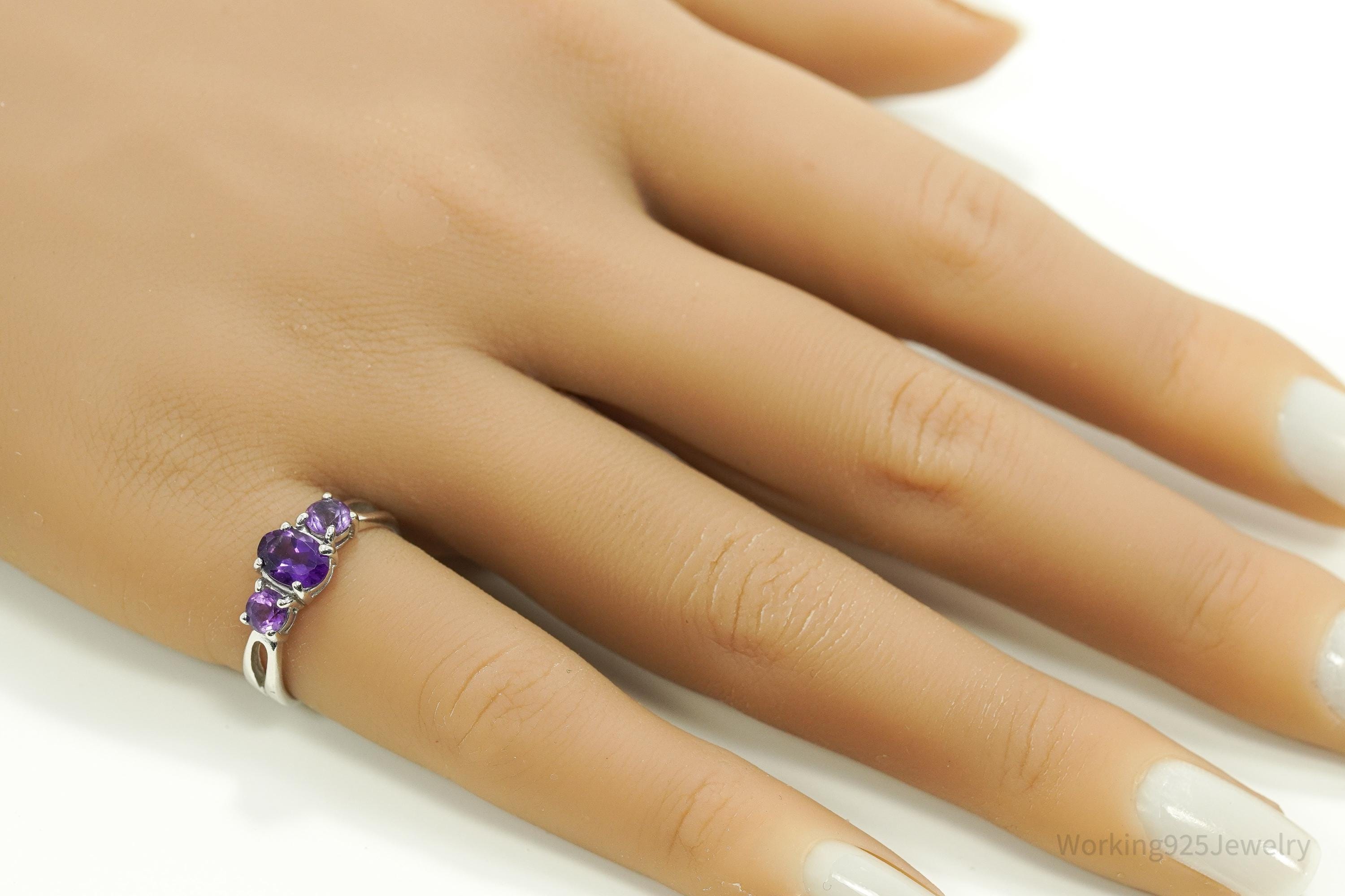 Vintage Amethyst Sterling Silver Ring - Size 6.25