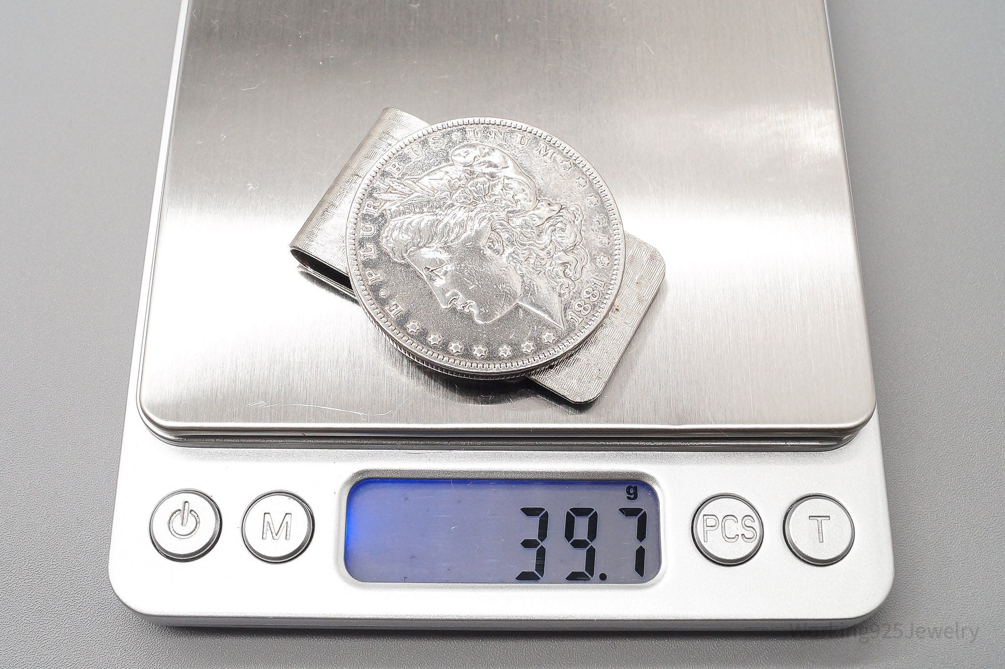 Antique 1881 Morgan Silver Dollar Coin Silver Money Clip