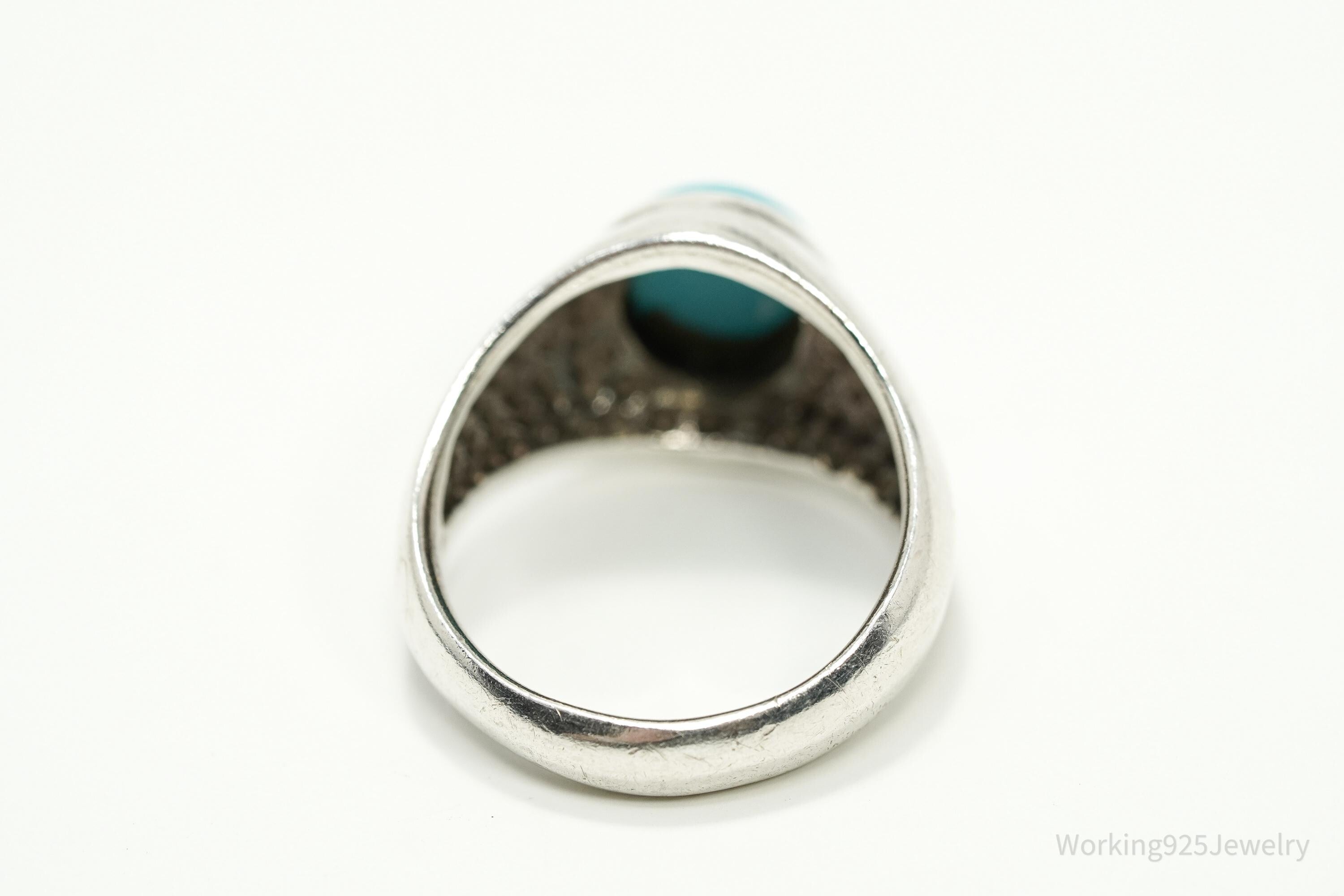 Vintage Turquoise Sterling Silver Ring - Size 7.25