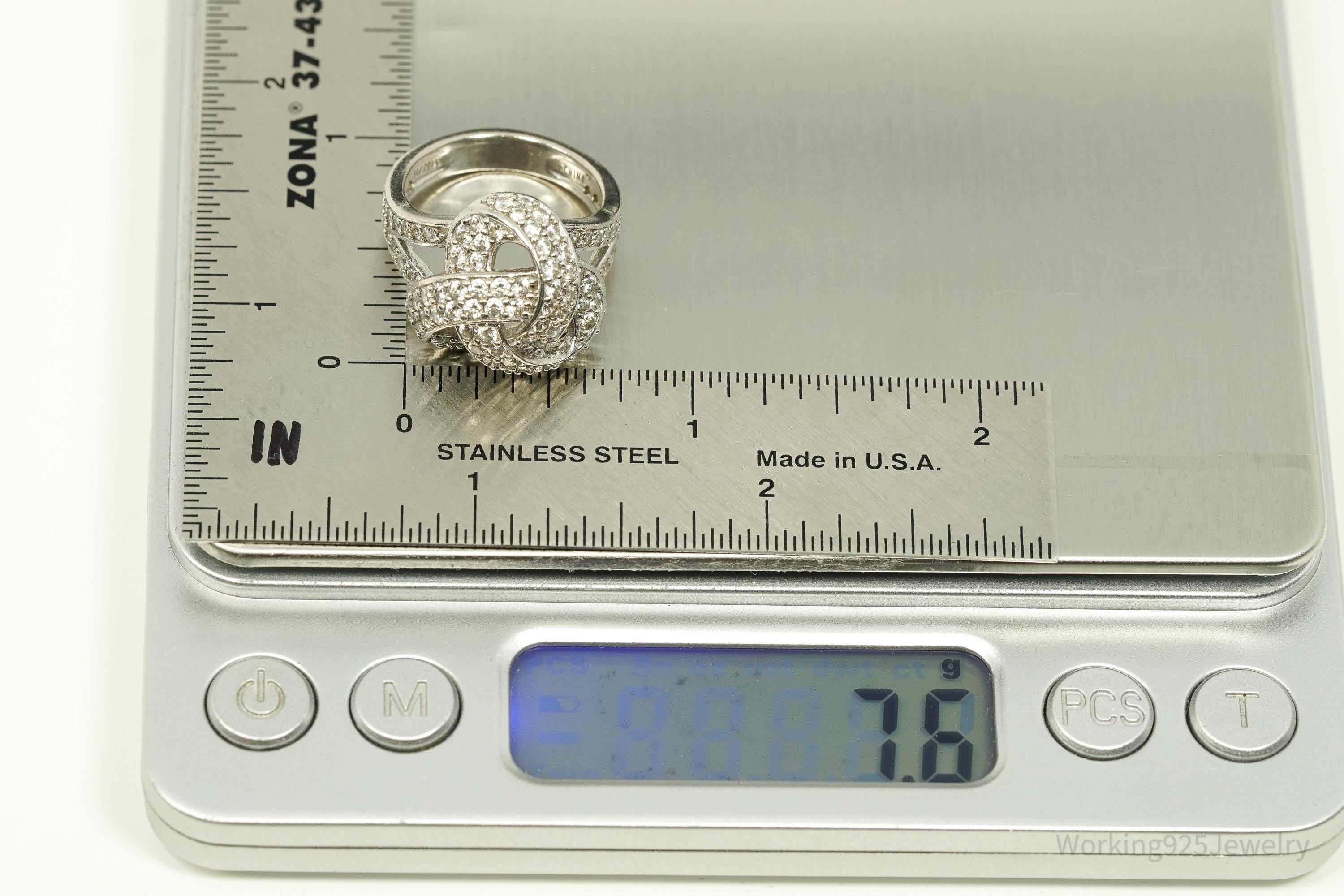 Vintage Jean Dousset Cubic Zirconia Sterling Silver Ring - Size 7