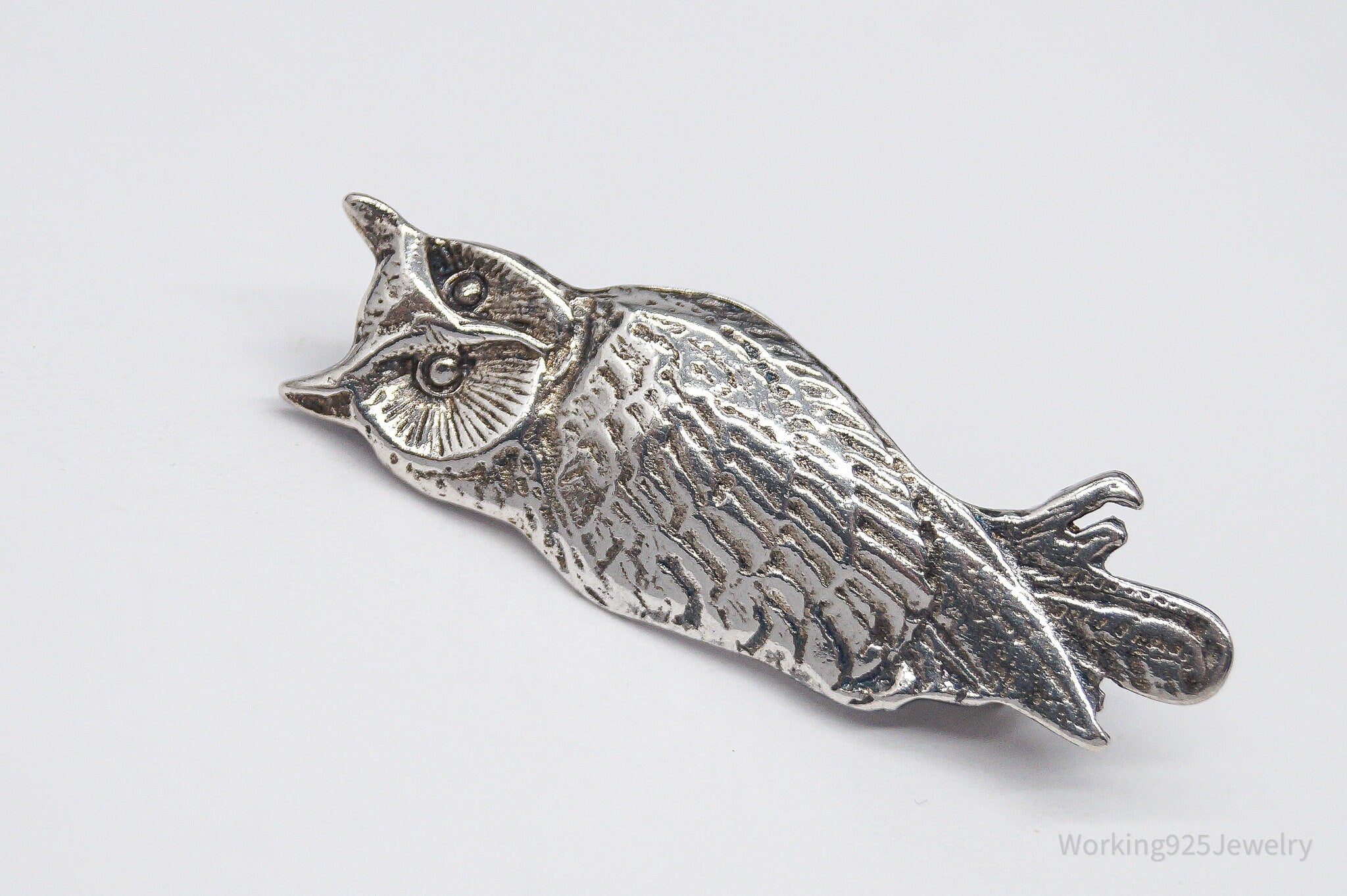 Vintage Owl Silver Pin Brooch
