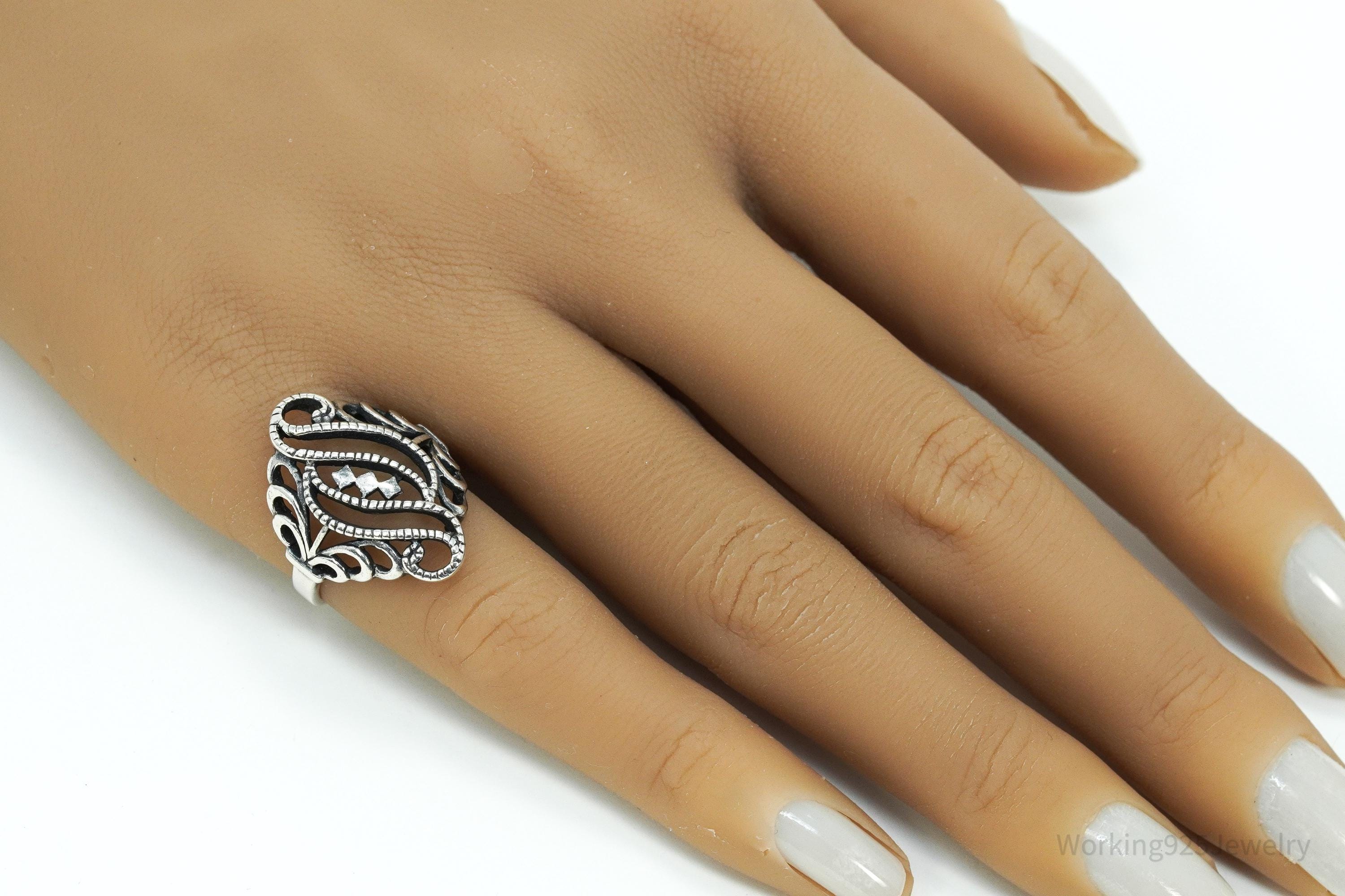 Vintage Filigree Sterling Silver Ring - Size 5.75