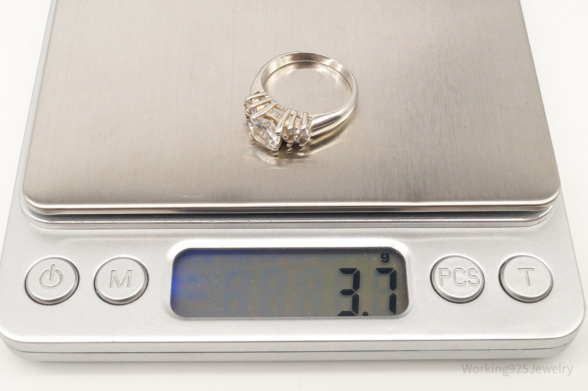 Vintage Cubic Zirconia Sterling Silver Ring - Size 7.25