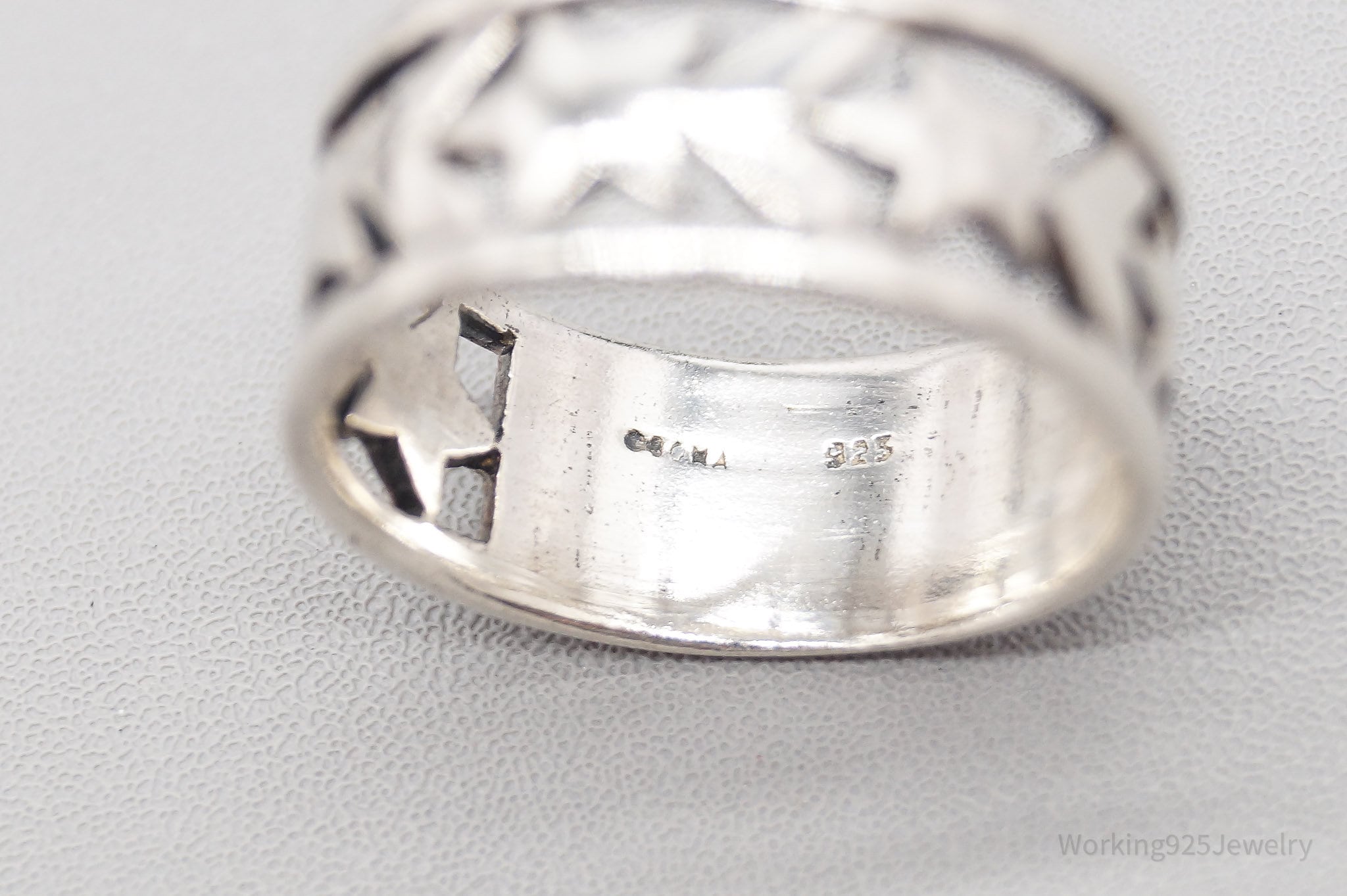 Vintage Boma Star Pattern Sterling Silver Band Ring - Size 7.25