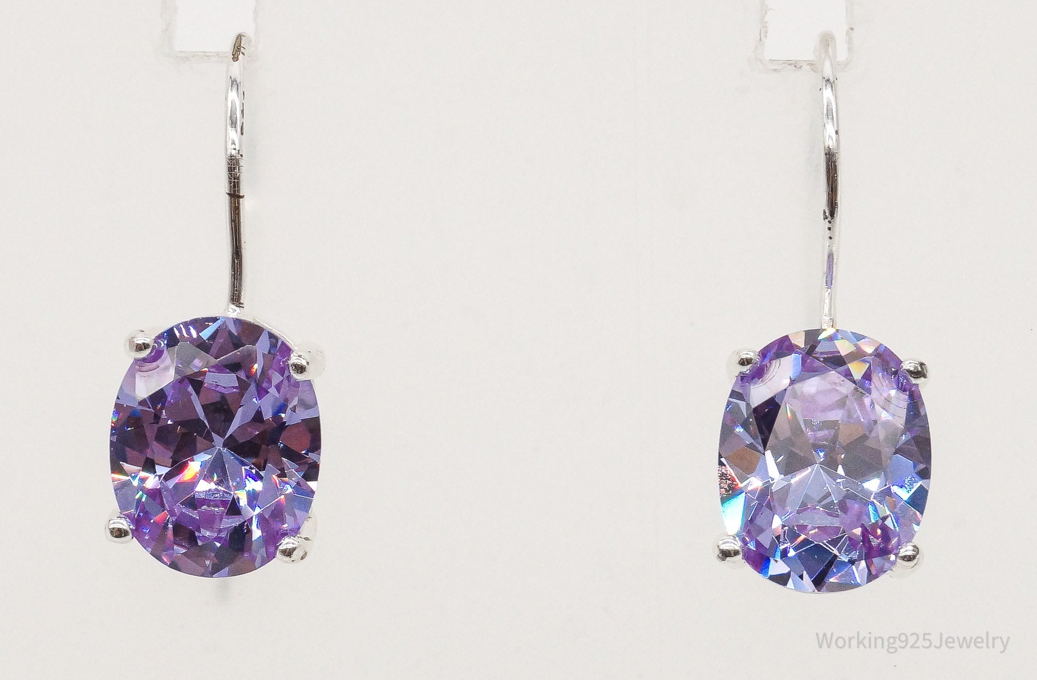 Vintage Purple Cubic Zirconia Sterling Silver Earrings