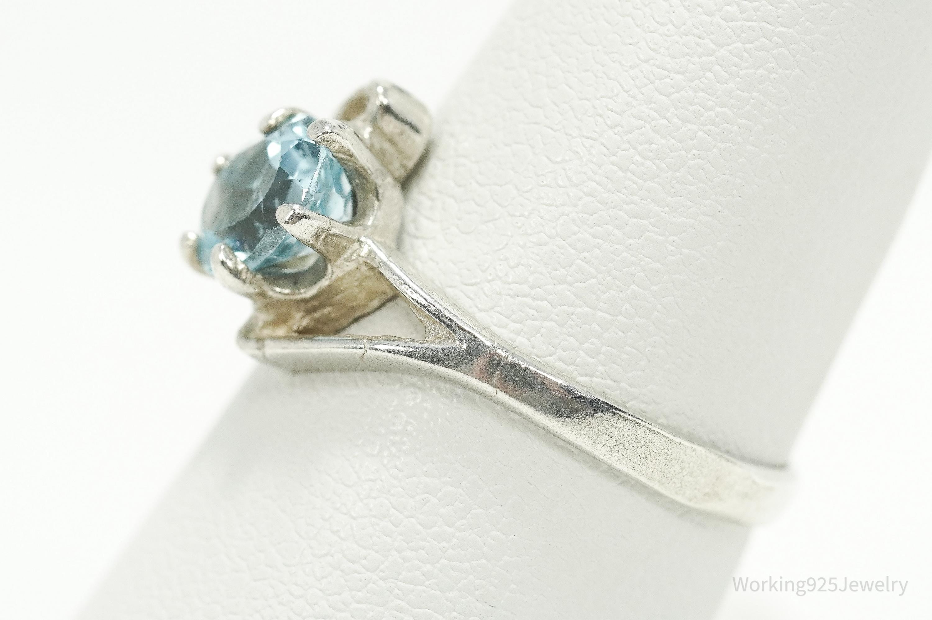 Vintage Blue Topaz Sterling Silver Ring - Size 8