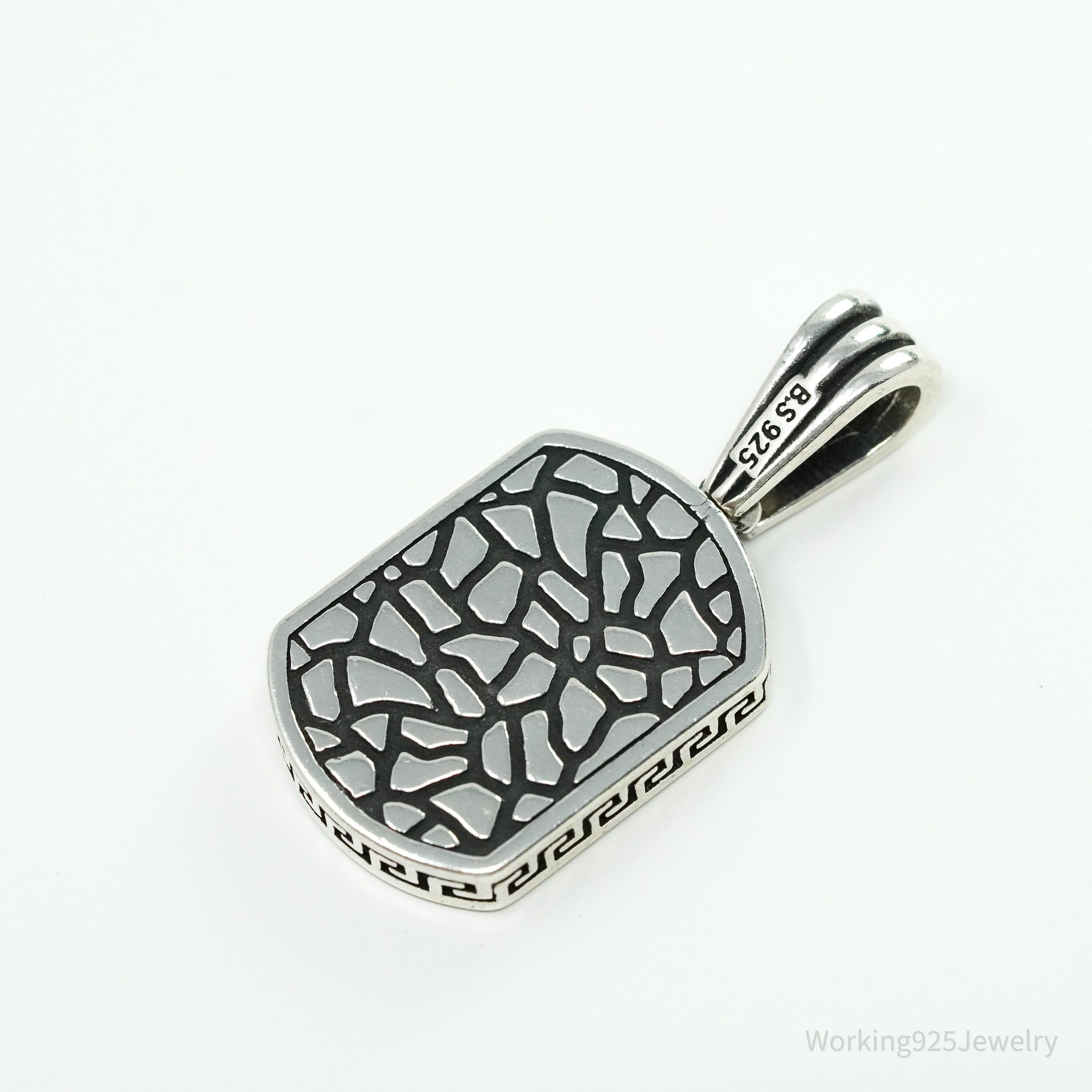 Vintage BS Black Onyx Sterling Silver Necklace Pendant