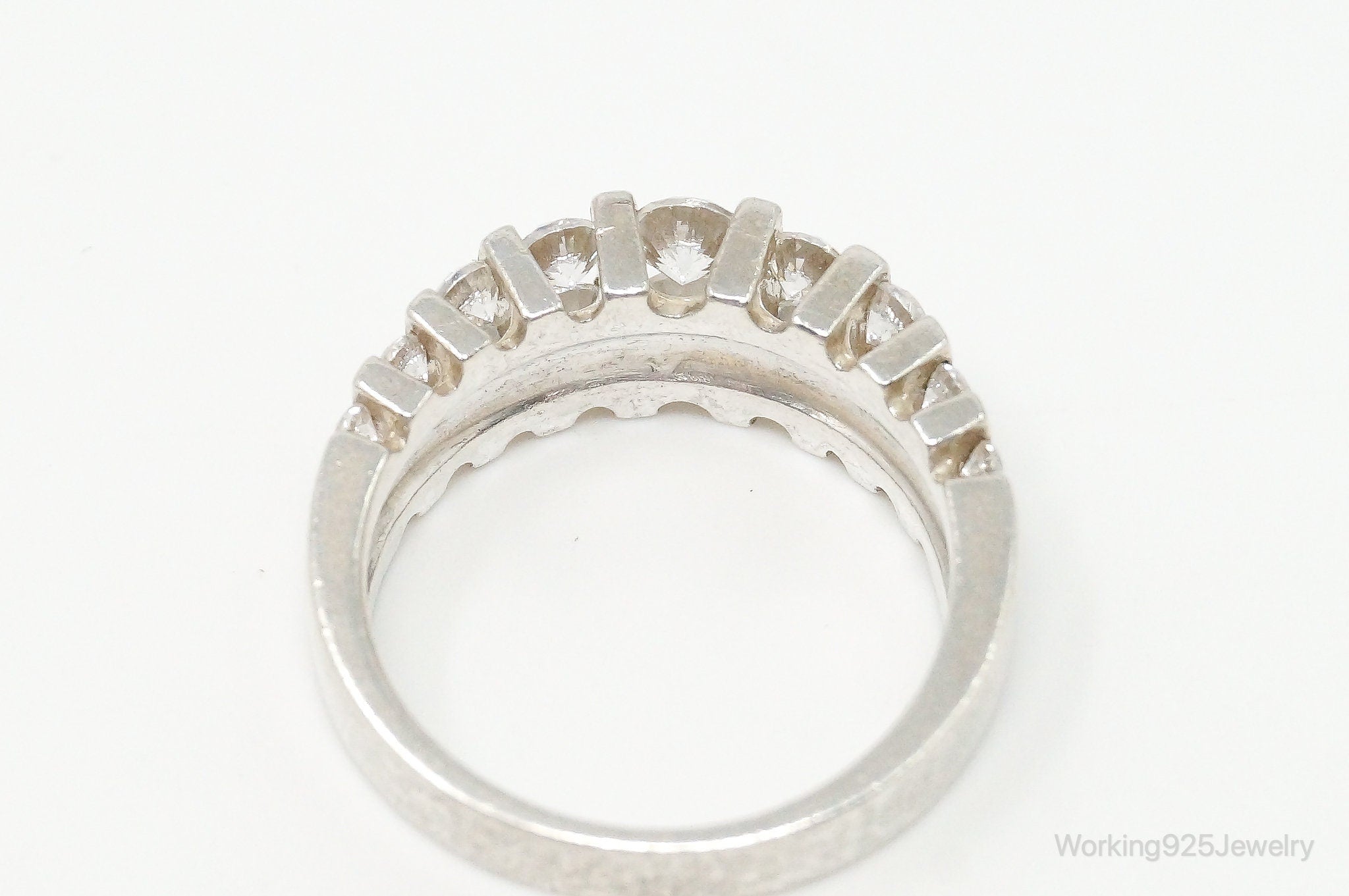 Vintage Designer GV Cubic Zirconia Sterling Silver Ring - Size 6