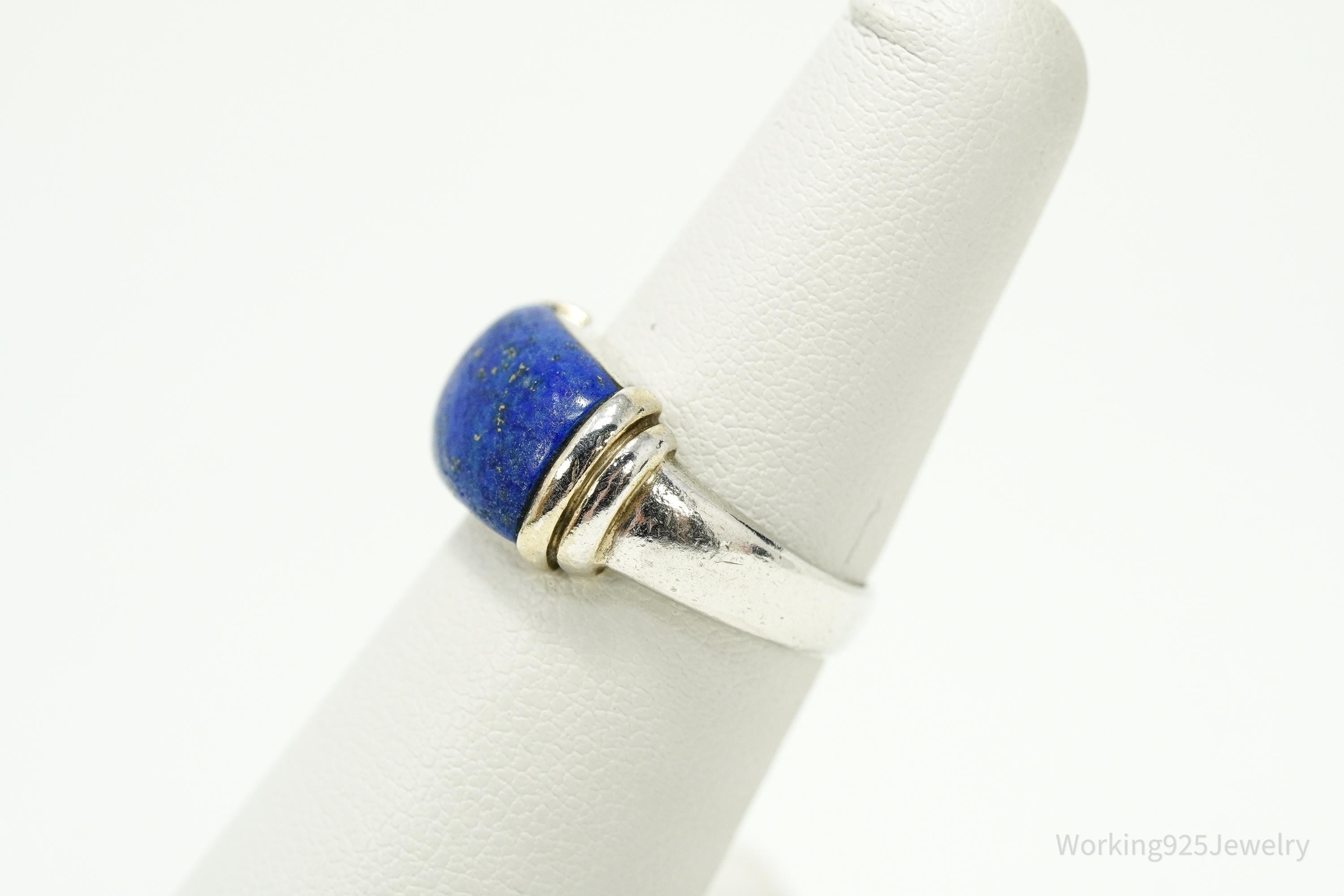 Vintage Lapis Lazuli Gold Vermeil Sterling Silver Ring - Size 5.75