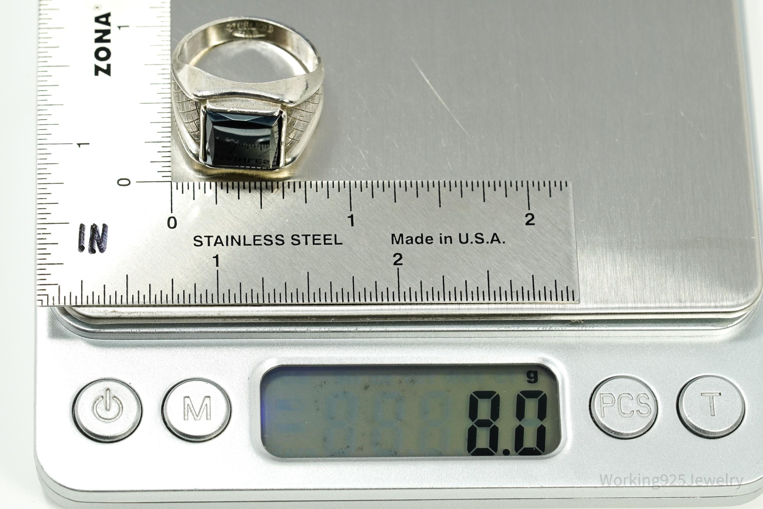 Antique Clark & Coombs Hematite Sterling Silver Ring - Size 9.25