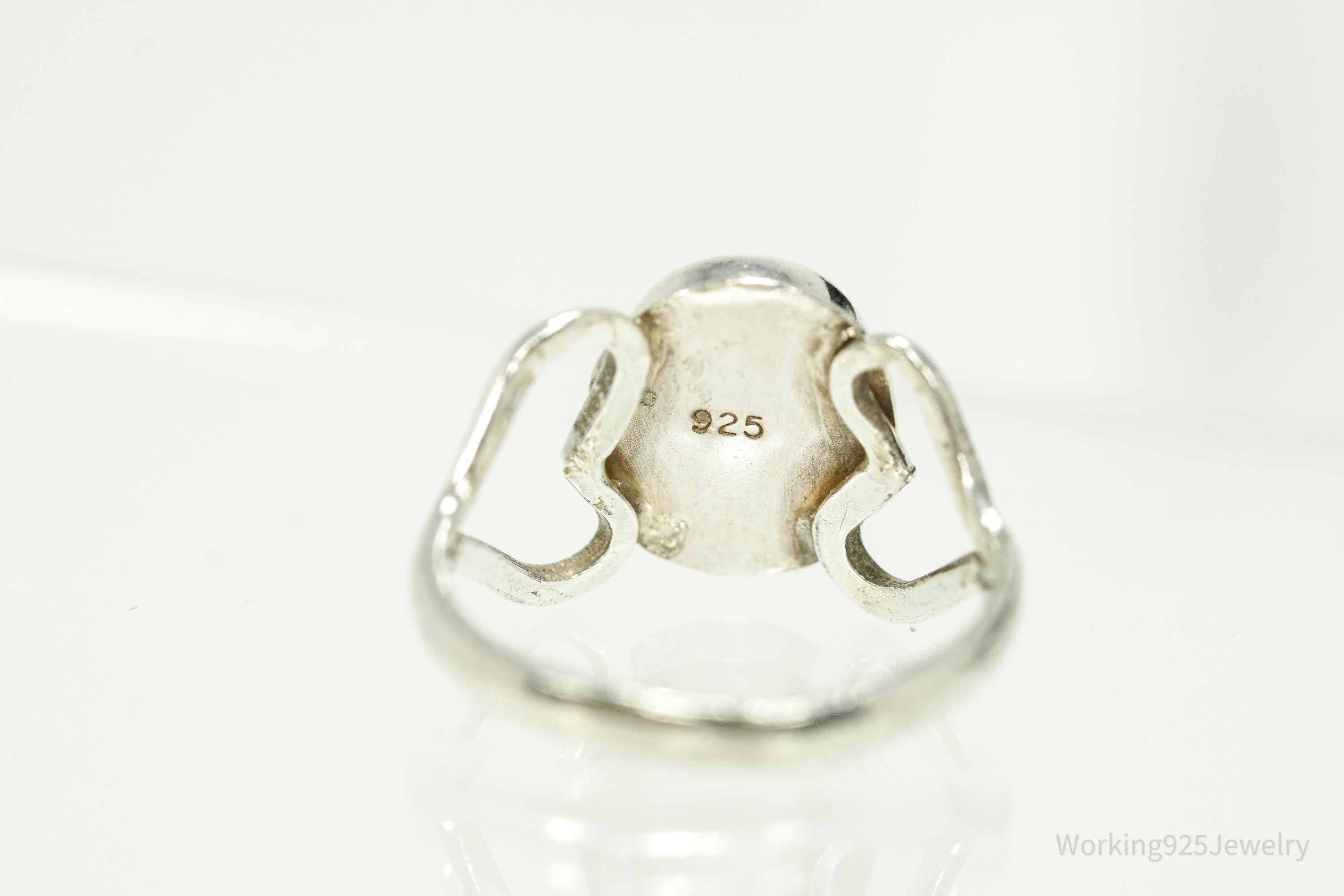 Vintage Blue Larimar Modernist Style Sterling Silver Ring - Size 6.25