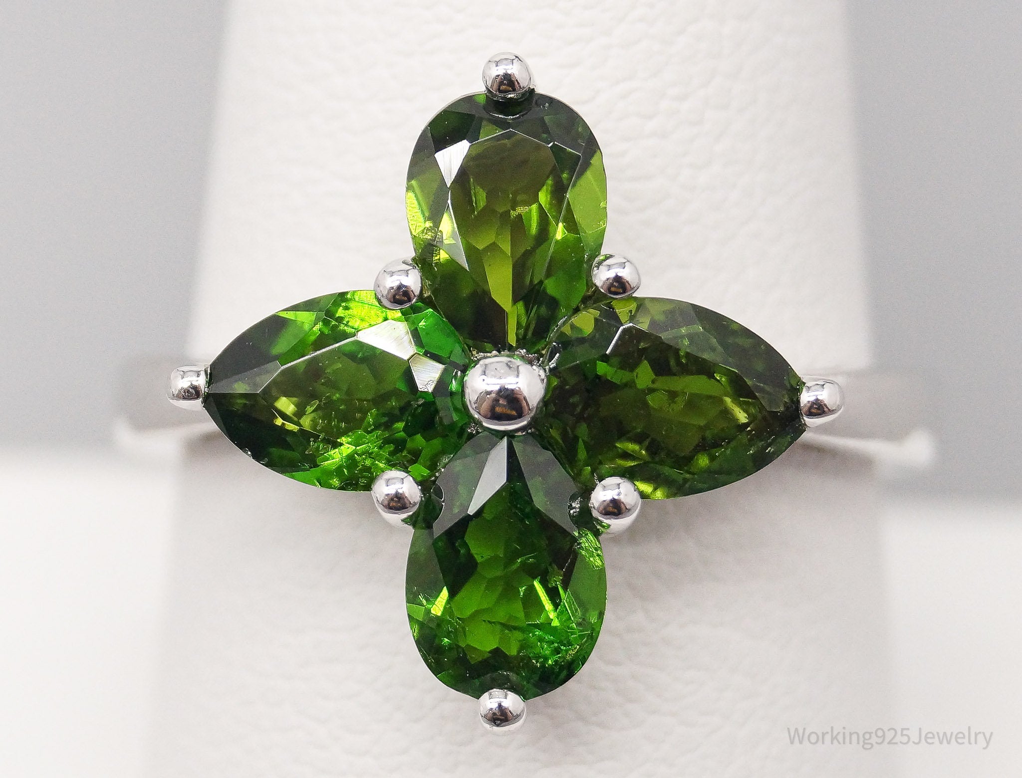 JTV TGGC Green Chrome Diopside Sterling Silver Ring - Size 9