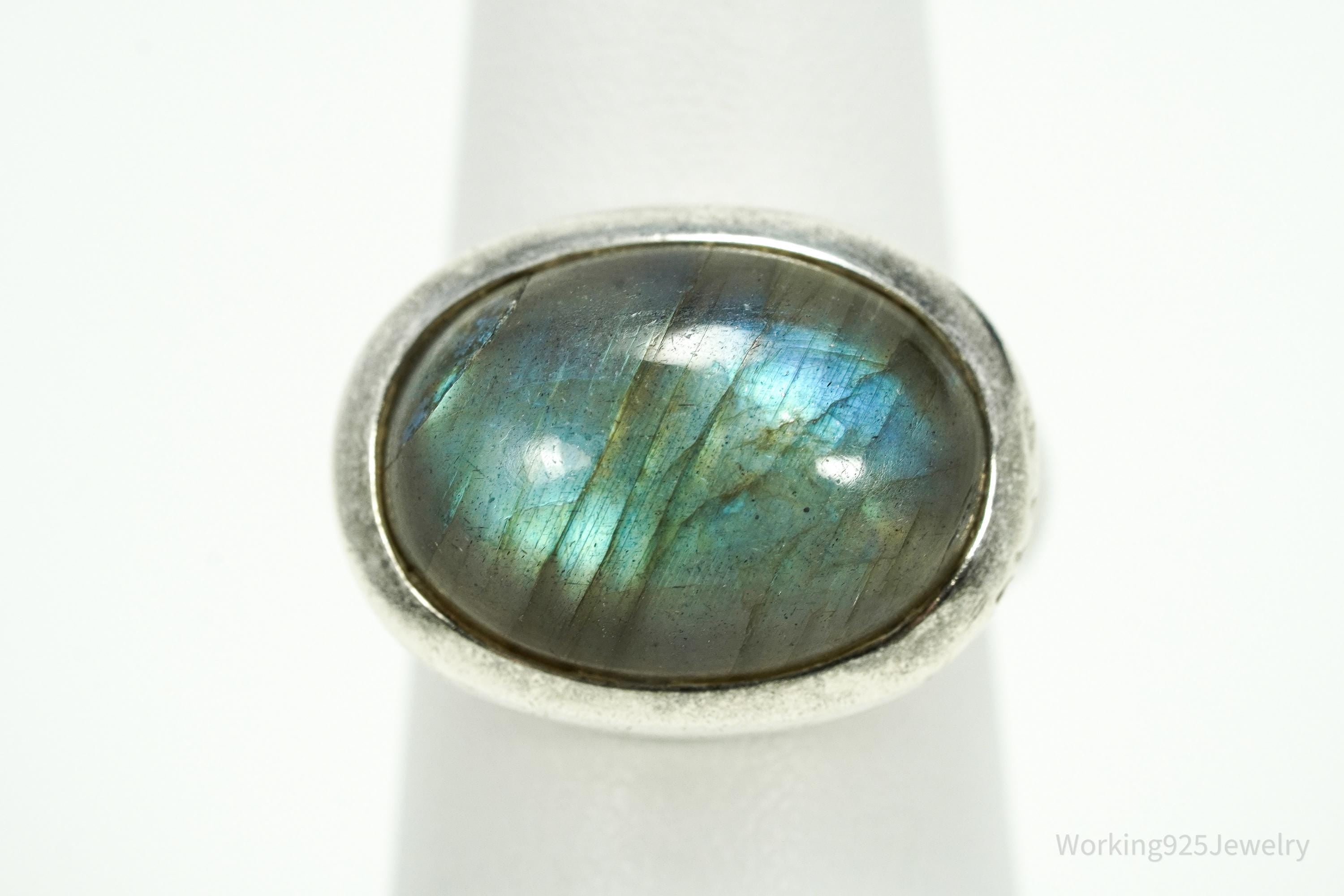 Vintage Metalsmiths Large Labradorite Sterling Silver Ring - Size 6.5